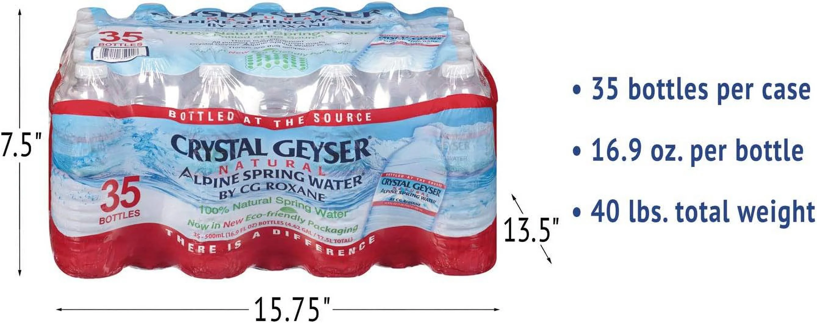 Natural Spring Water, 16.9 Ounce (35 Bottles), 591 Fl Oz