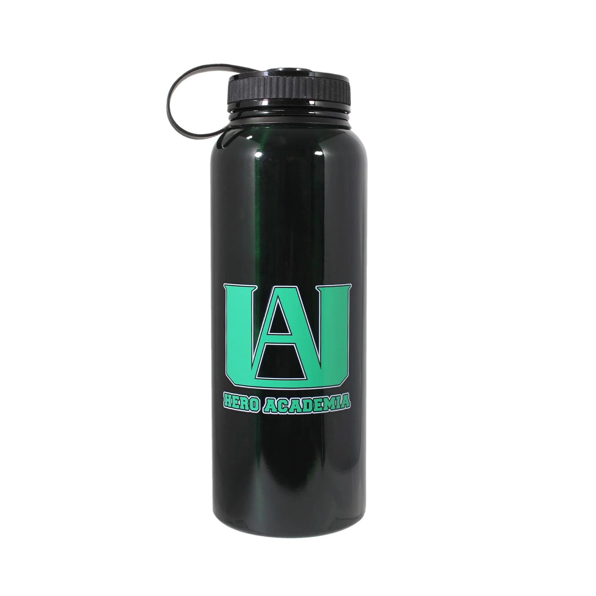 Official Licensed My Hero Academia Plastic Black Green Water Bottle, 34 oz