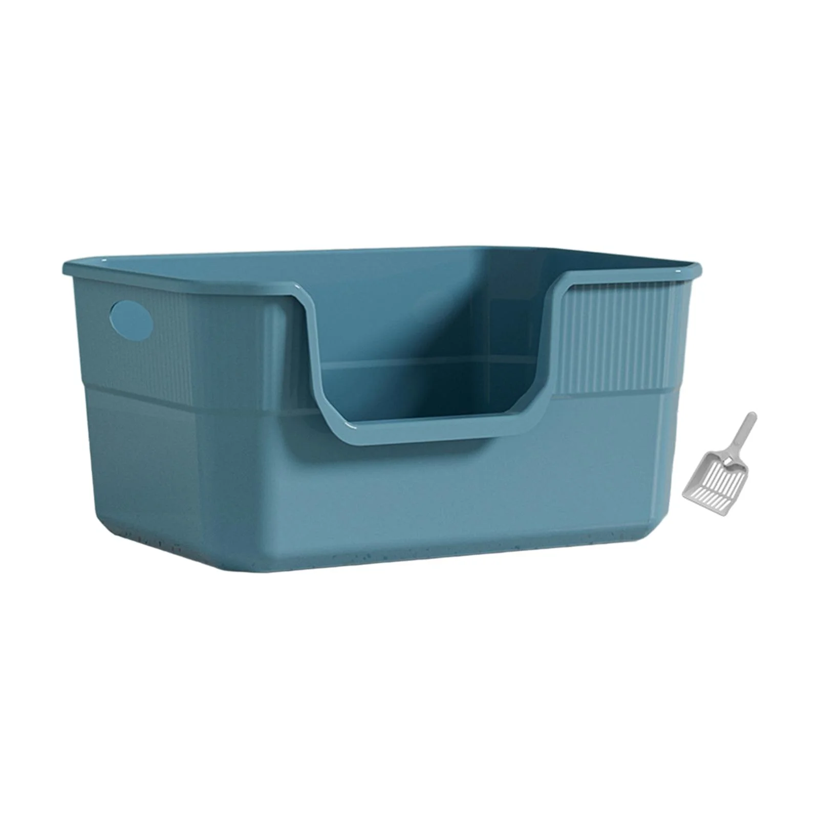 FITYLE Cat Litter s Toilet Sandbox Portable Pet Supplies Easy to Clean Kitten Toilet U Shape Lowered Front Sifting Litter Tray blue
