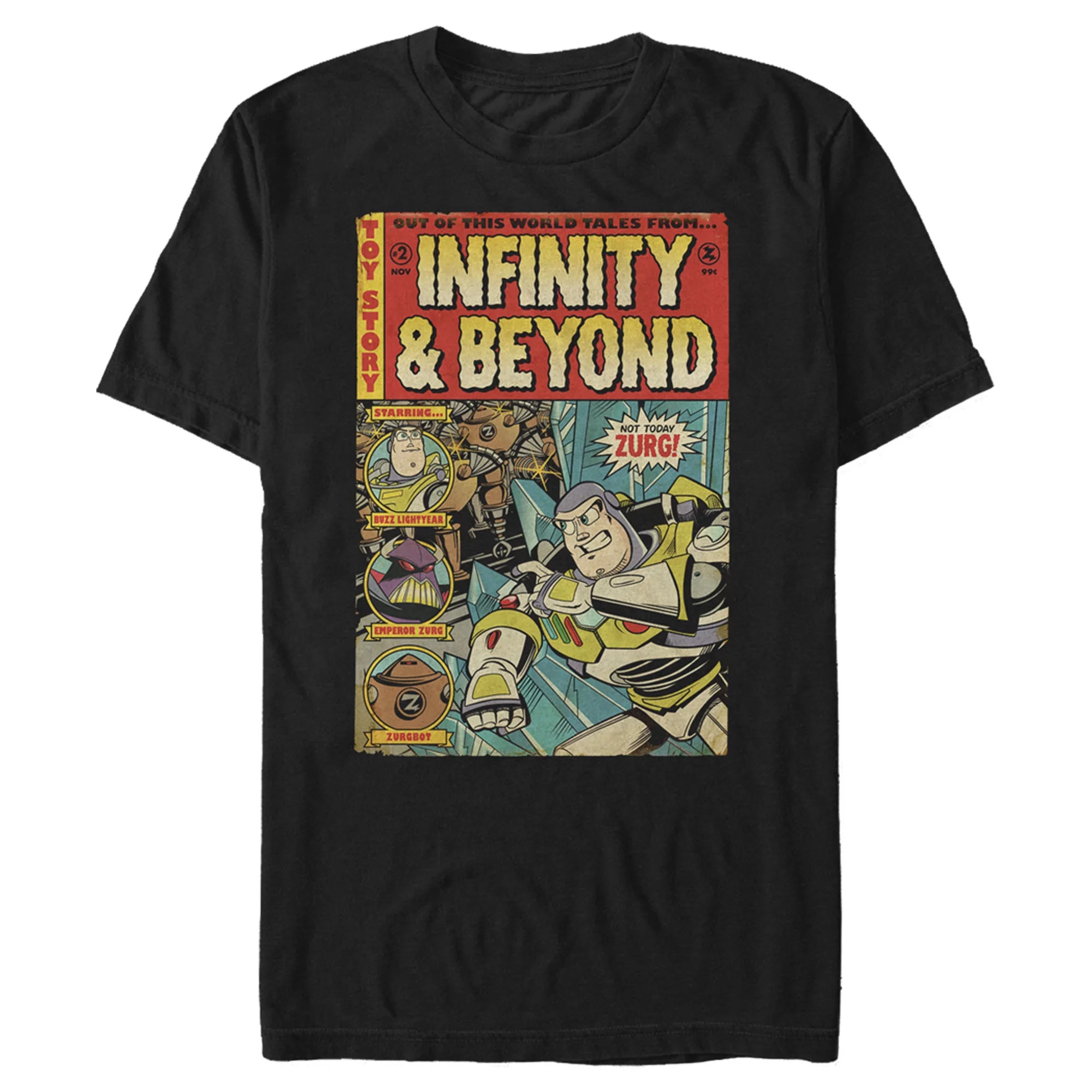Men's Toy Story Buzz Lightyear Comic Cover  Graphic Tee Black 1X Big Tall