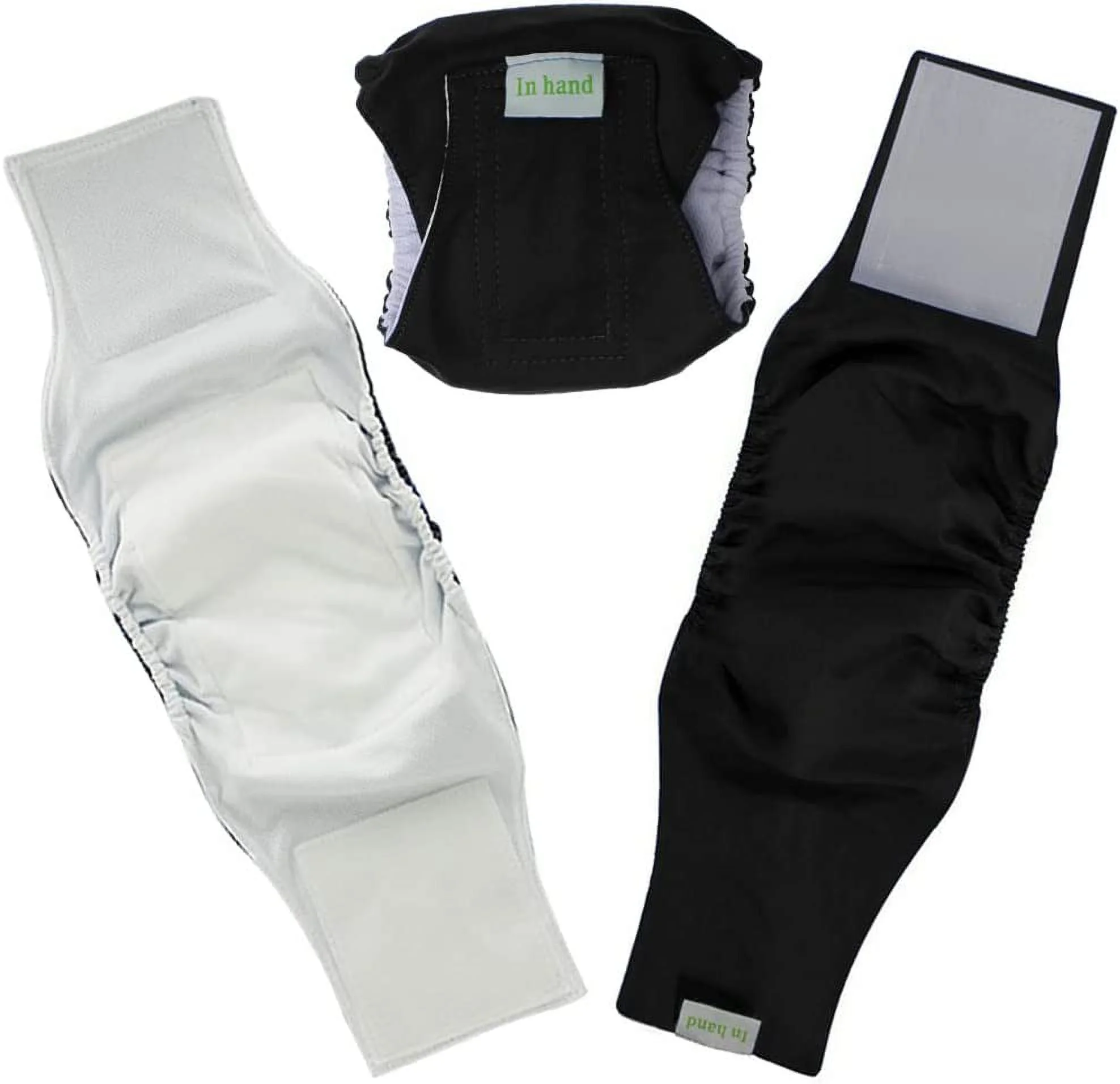 Washable Male Dog Diapers, Reusable Belly Bands and Wrap for Male Dogs, Comfy Doggie Diapers, Superior Leak Proof Protection & Incontinence (20”-25”, Black, 3PCS)