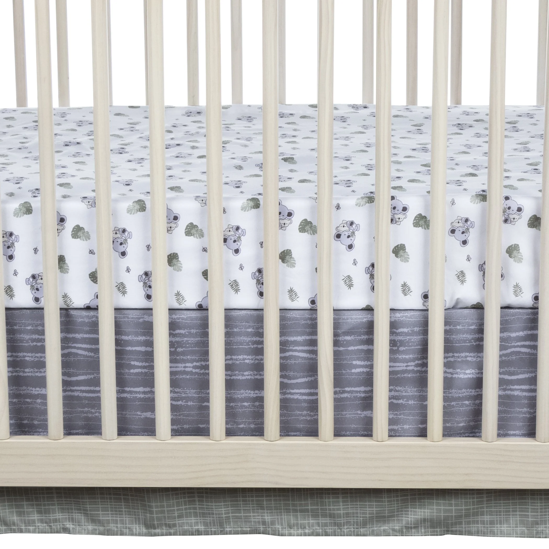 Sammy & Lou Koala Love 4 Piece Crib Bedding Set, Gray, White, Green, Brown, Infant, 200 Thread Count, Koala Character