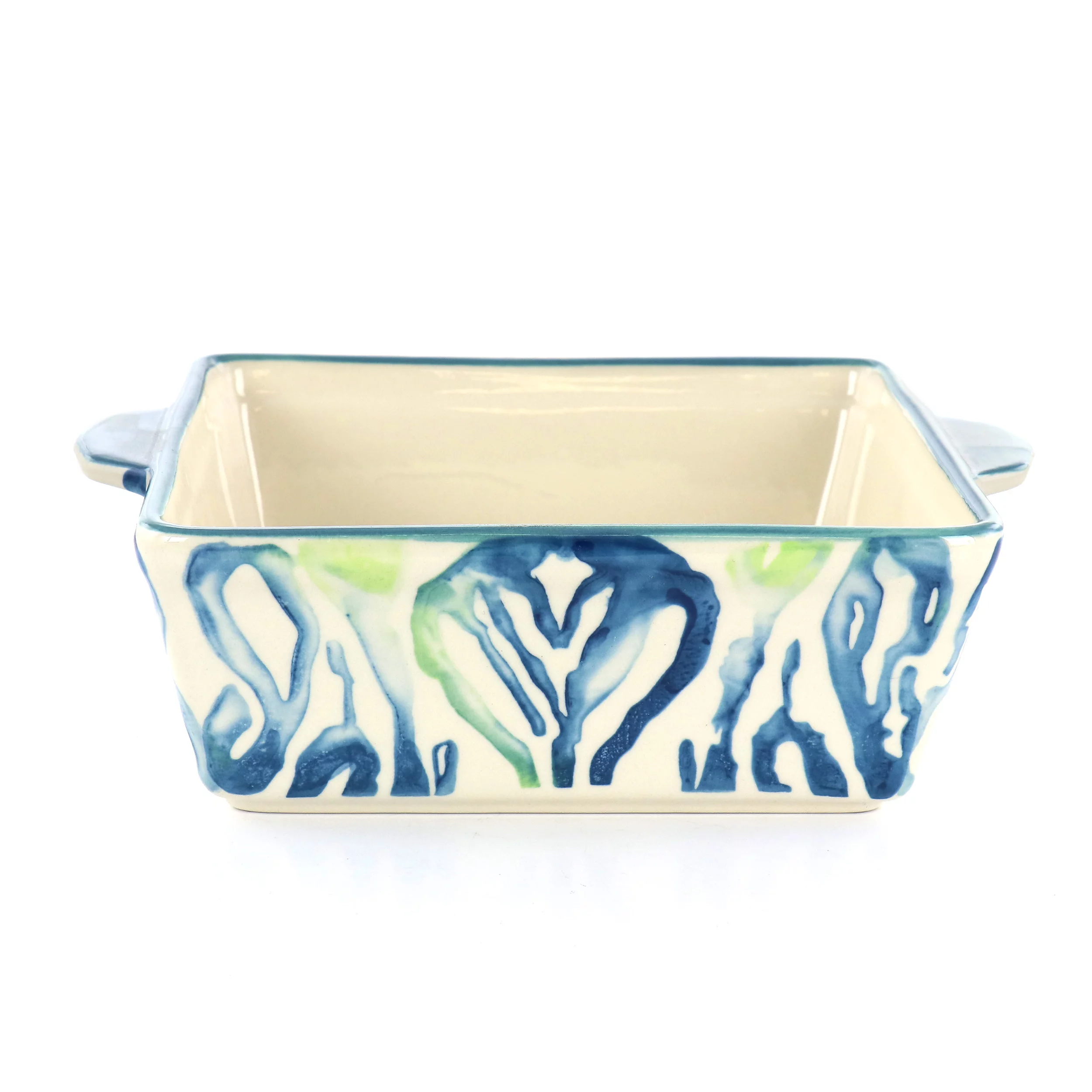 Spice By Tia Mowry 2 Quart Square Stoneware Bakeware in Blue and White
