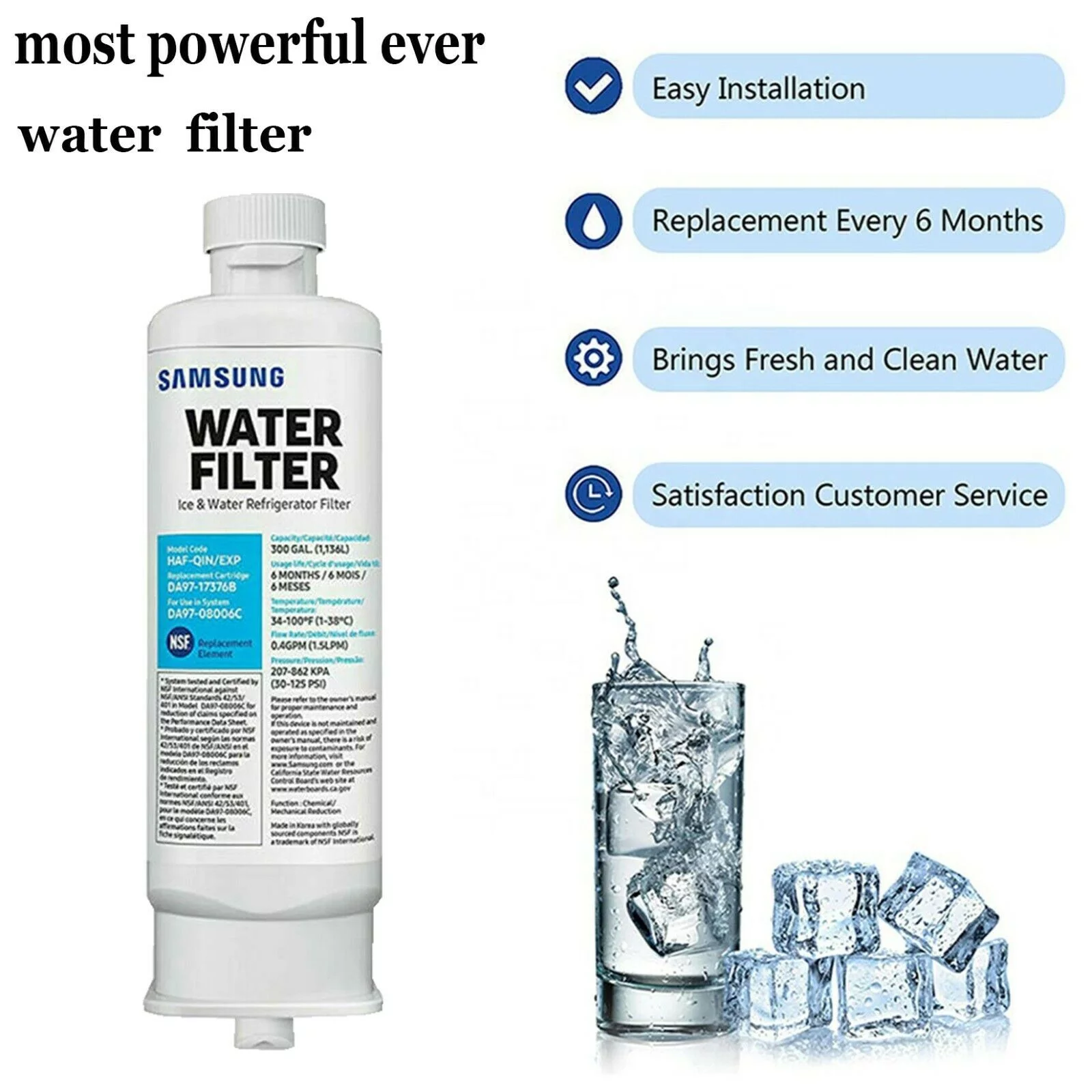 DA97-17376B HAF-QIN/EXP REFRIGERATOR Water Filter DA97-08006C (2 Pack)