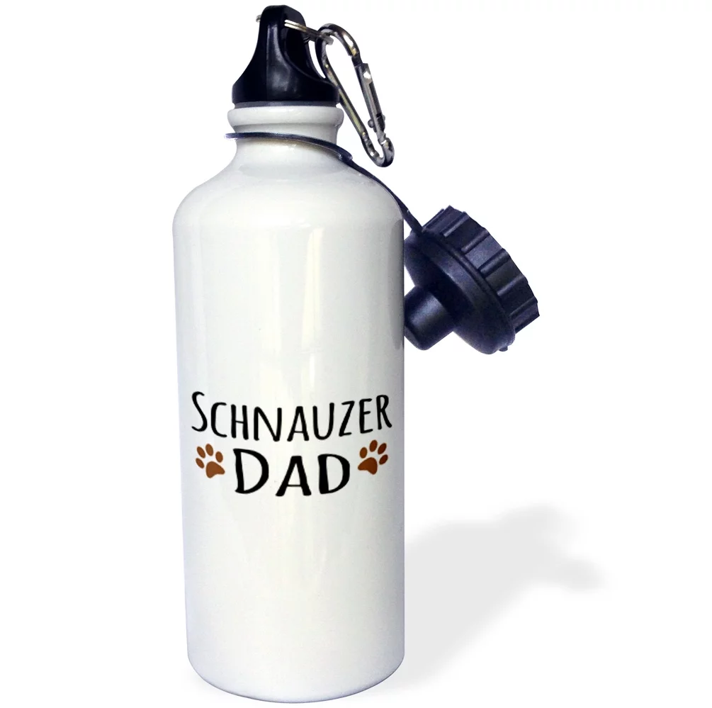 Schnauzer Dog Dad - Doggie by breed - muddy brown paw prints - doggy lover - proud pet owner love 21 oz Sports Water Bottle wb-153977-1