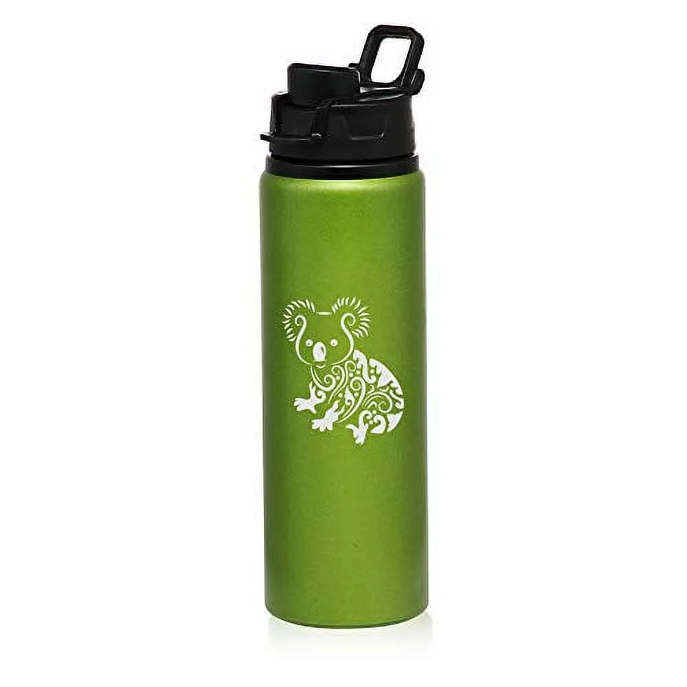 MIP Brand 25 oz Aluminum Sports Water Travel Bottle Fancy Koala Bear (Green)