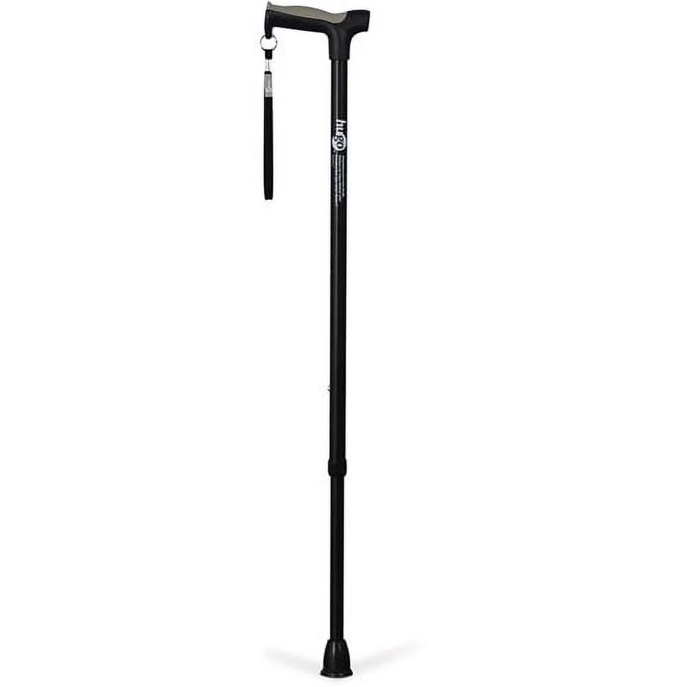 Hugo Adjustable Derby Handle Cane with Reflective Strap, Ebony