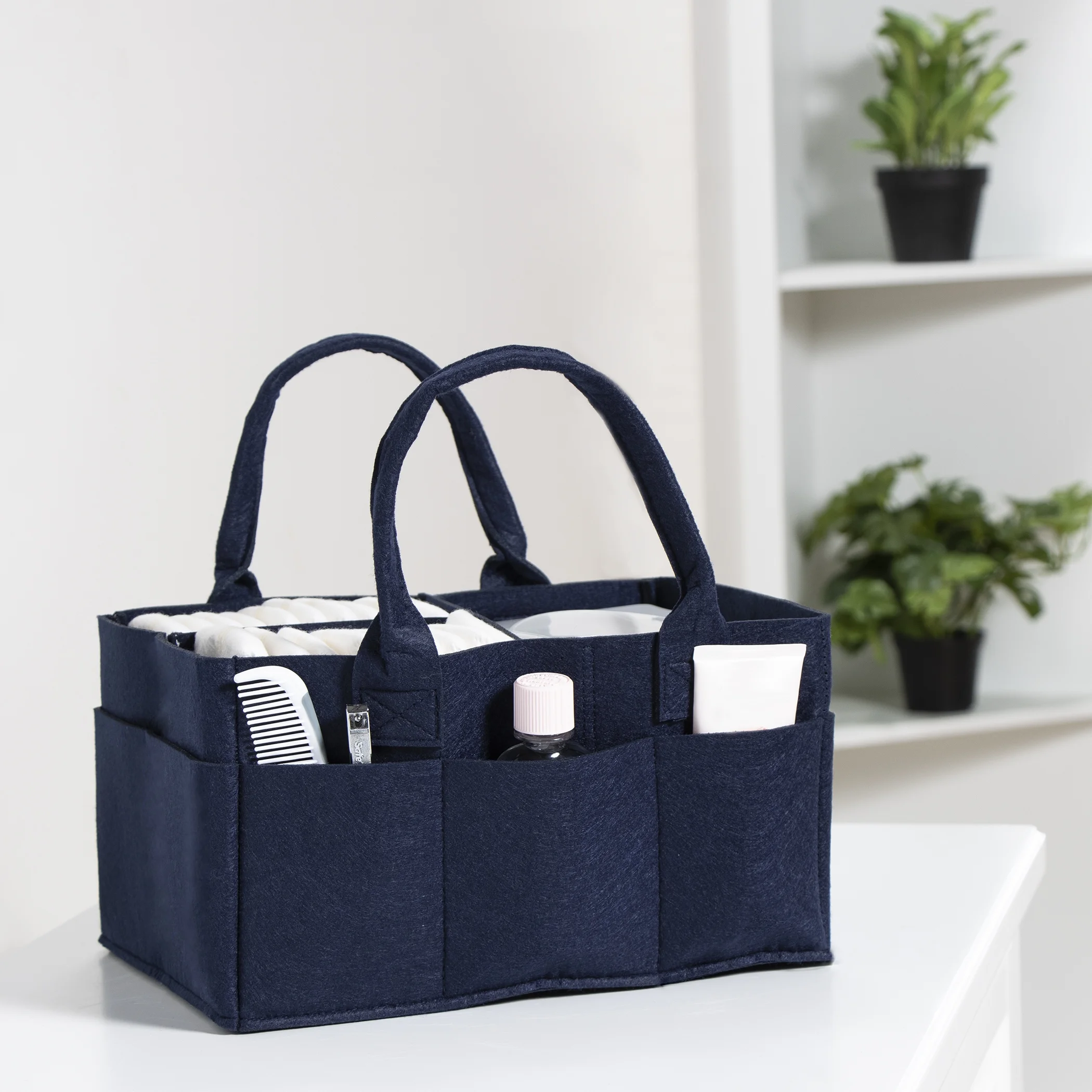 Sammy & Lou Navy Felt Diaper Caddy, Navy Blue, Infant, Unisex