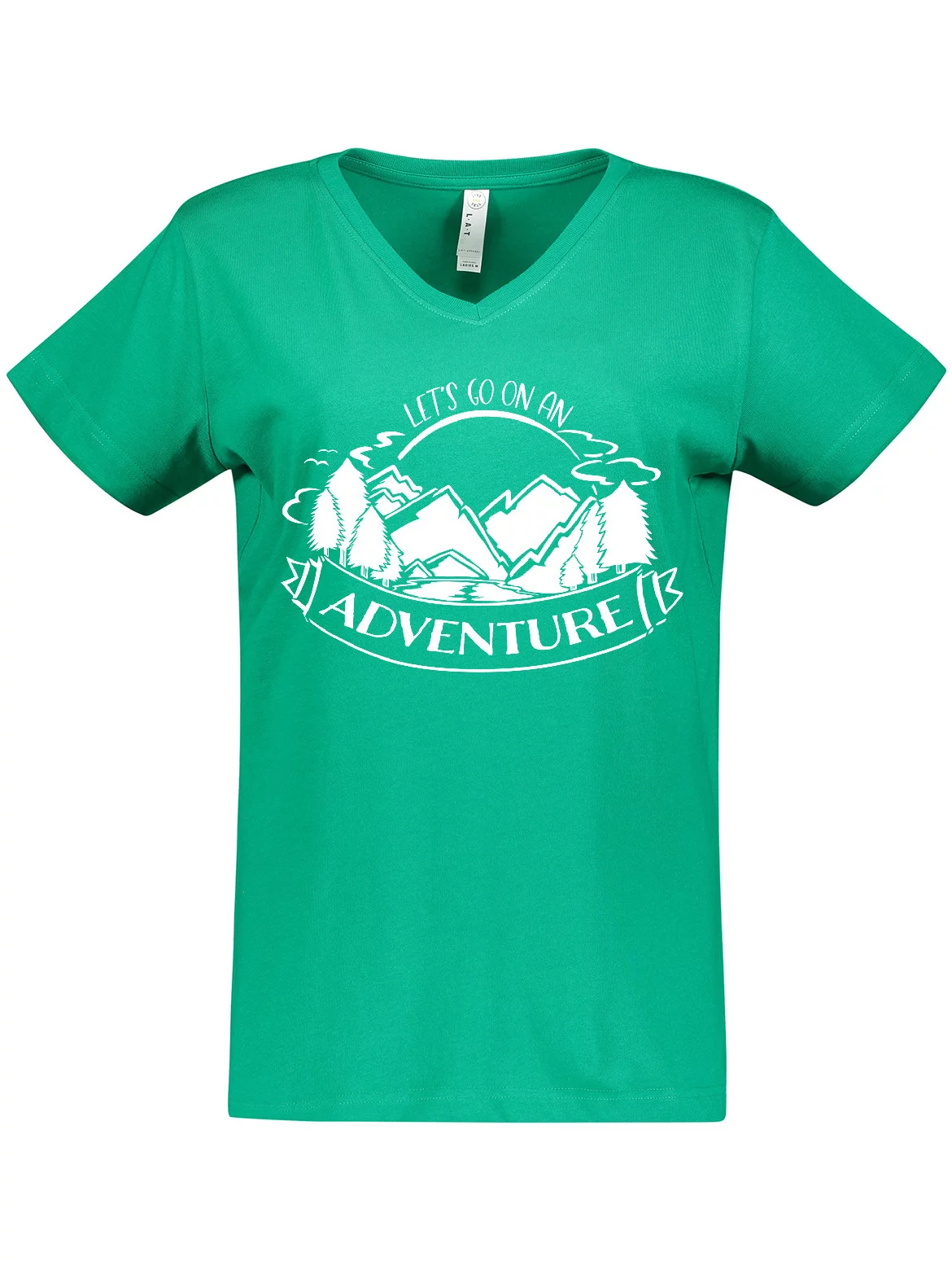 Inktastic Let's go on an Adventure Mountains Women's V-Neck T-Shirt