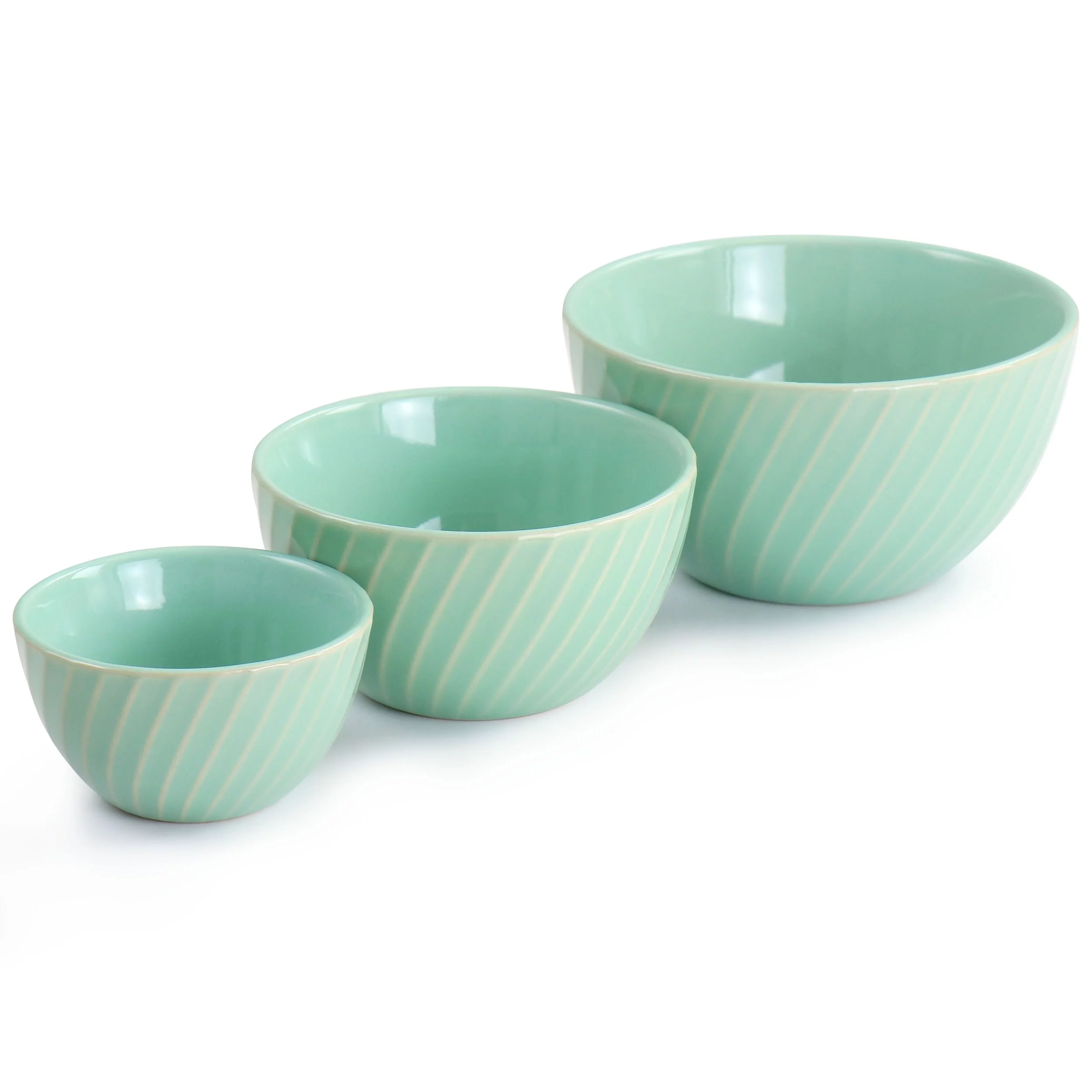 Martha Stewart  3 Piece Stoneware Mini Bowl Set in Mint - 3 Piece