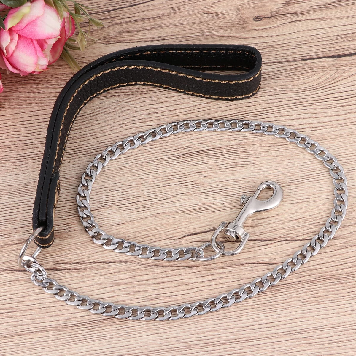 OUNONA Leash Dog Pet Chain Rope Walking Running Belt Metal Training Puppy Choke Collar Cat Traction