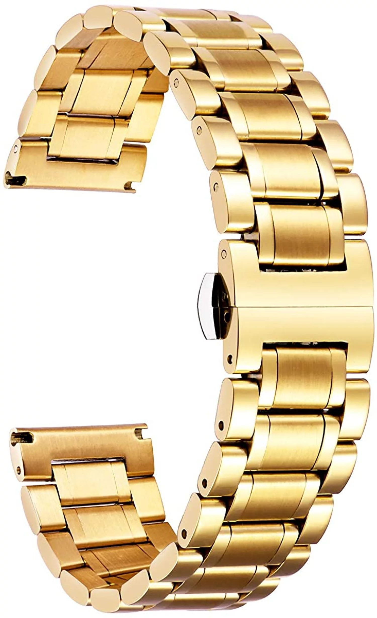 Stainless Steel Watch Bands with Straight & Curved End 5 Color(Gold, Sliver, Black, Rose Gold, Gold-Silver Two Tone) Size(18mm) Valentine Gifts