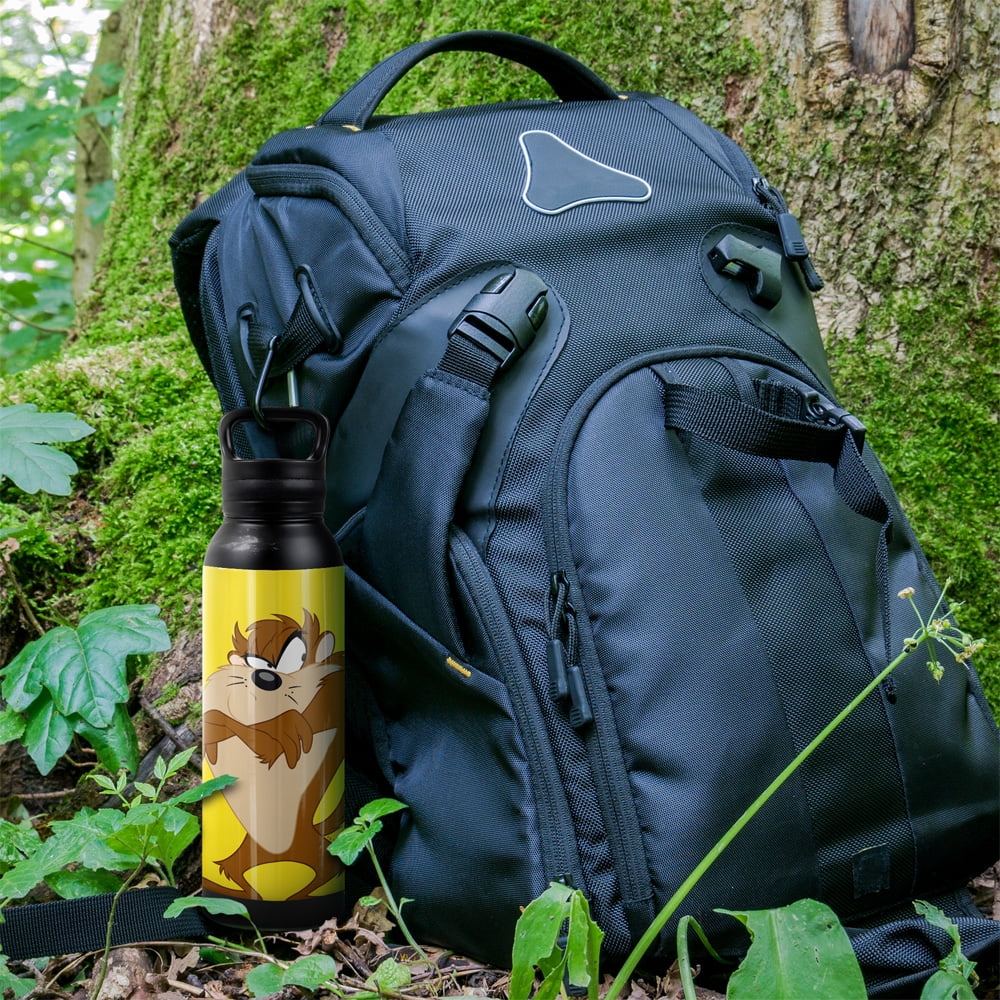 Looney Tunes Official Taz 24 oz Insulated Canteen Water Bottle, Leak Resistant, Vacuum Insulated Stainless Steel with Loop Cap, Black