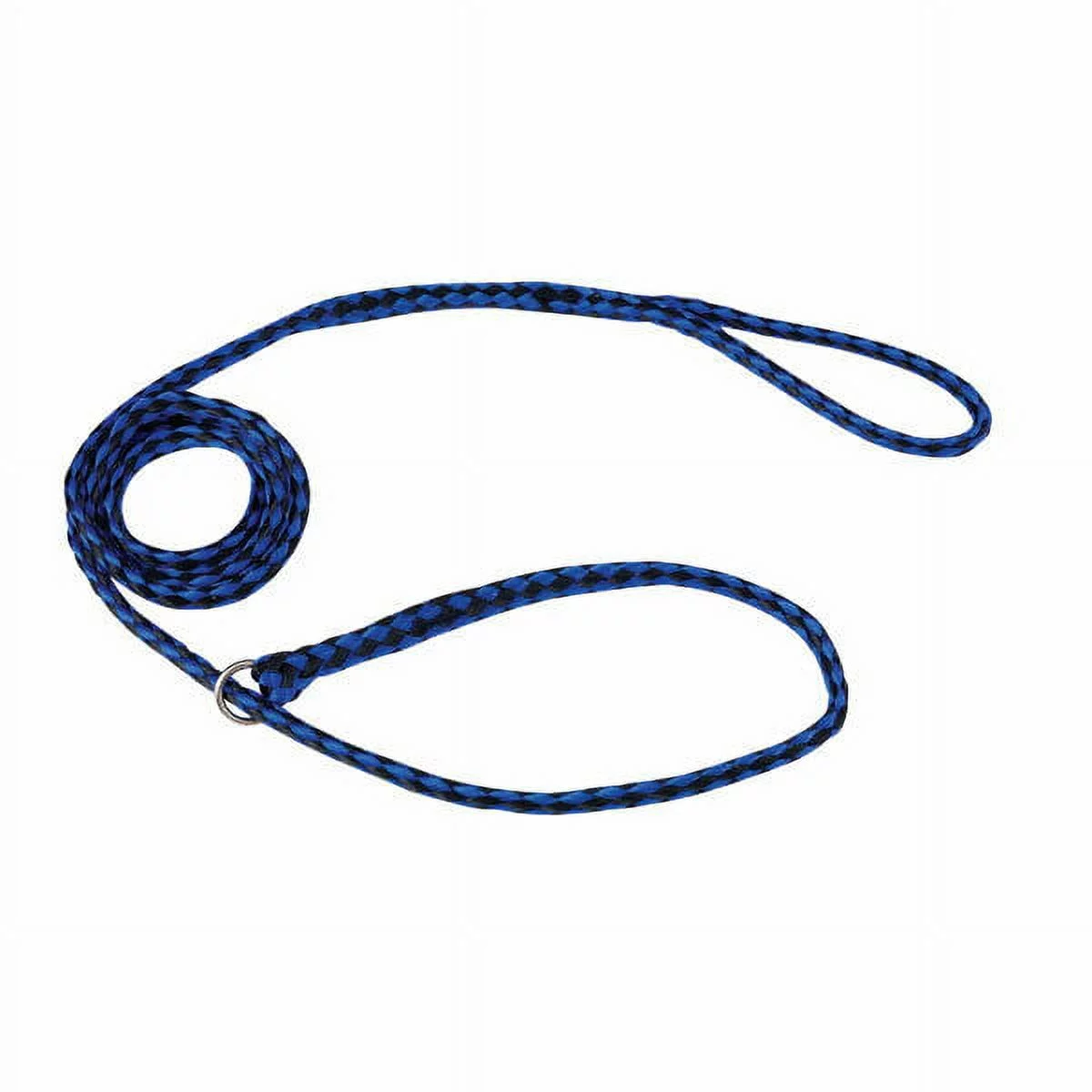 Braided Poly Dog Leads Slip Style Kennel Pet Leash O Ring 5ft Long Choose Color (Blue/Black - 12 Pack)