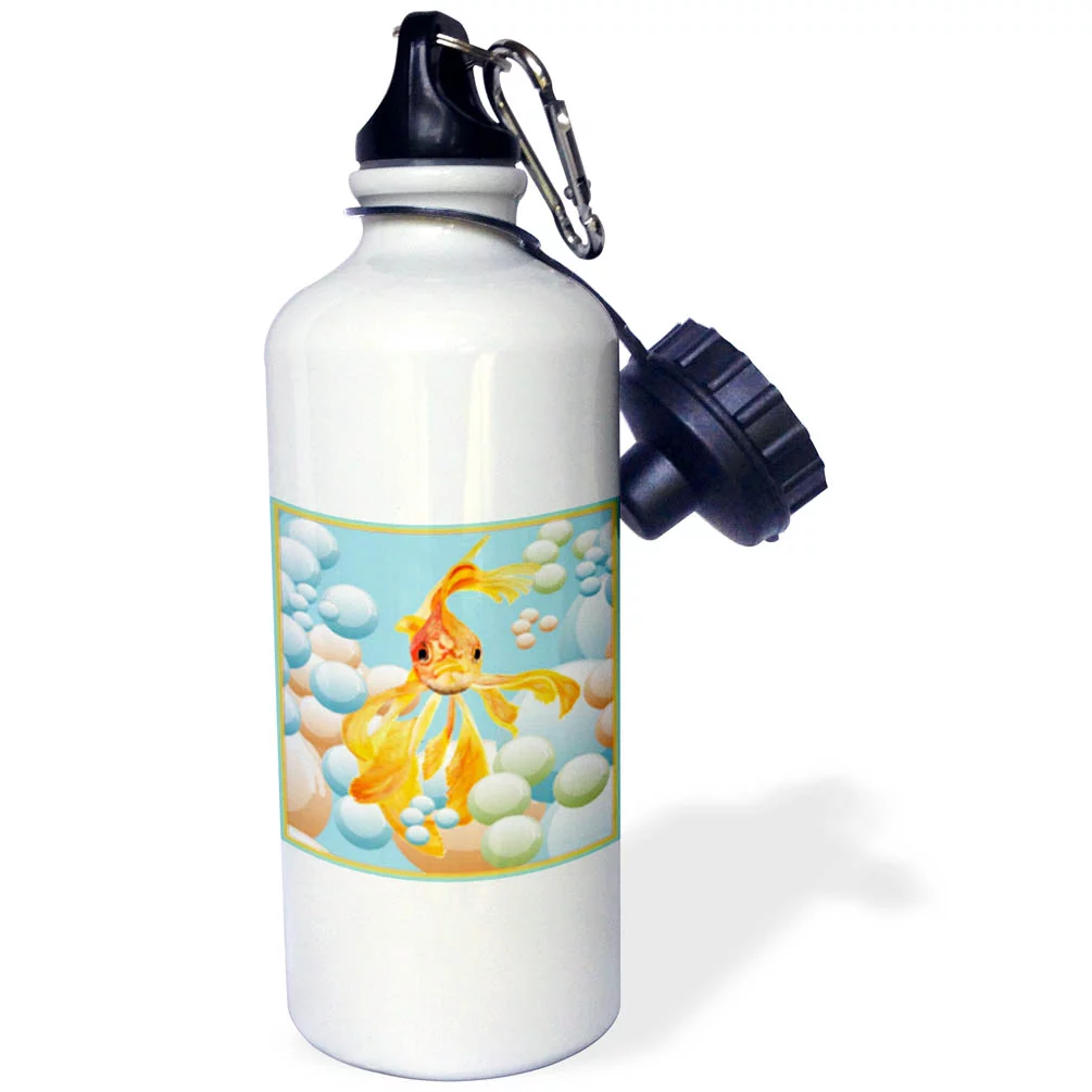 Blowing Bubbles- Goldfish, fantail, goldfish, fantail goldfish, ryukin, fancy goldfish, fantailed, 21 oz Sports Water Bottle wb-48477-1