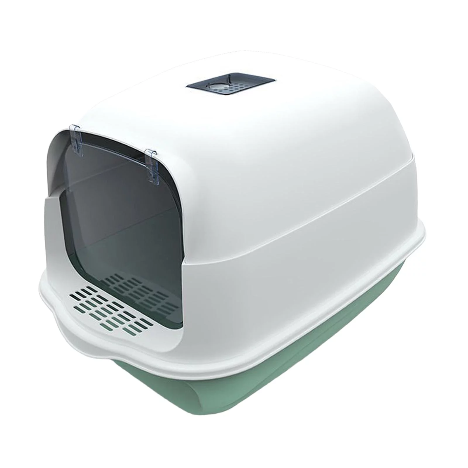 Cat Fully Enclosed Easy to Clean Prevent Smell Anti Splashing Waterproof Litter Pan Reusable Toilet Pet Supplies Cat Toilet Green Bottom