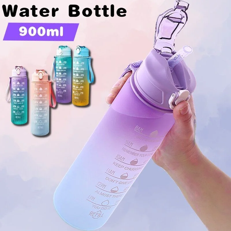 Sports Water Bottle with Time Marker Leak-proof Cup Portable Water bottles