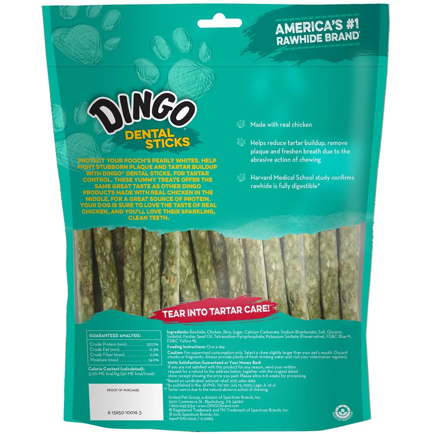 Dingo Dental Sticks Made with Real Chicken Dog Treats, 30 Pack