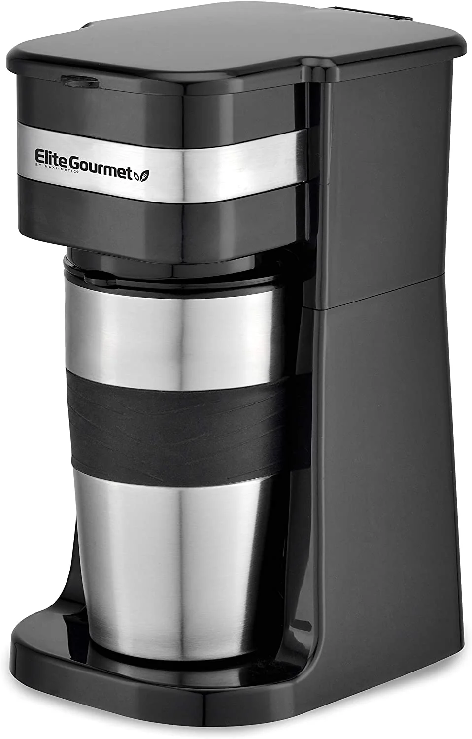 Elite Gourmet Single Serve Coffee Maker, Black/Silver