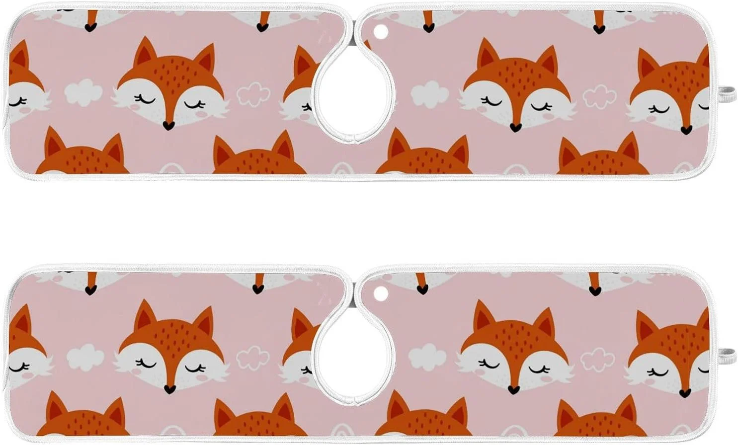 Coolnut 2 Pack Faucet Mat Splash Guard for Kitchen Sink,Cute Fox 30x5 Inch Super Absorbent Microfiber Sink Protector Mat, Kitchen Sink Mat Machine Washable Kitchen Sink Accessories