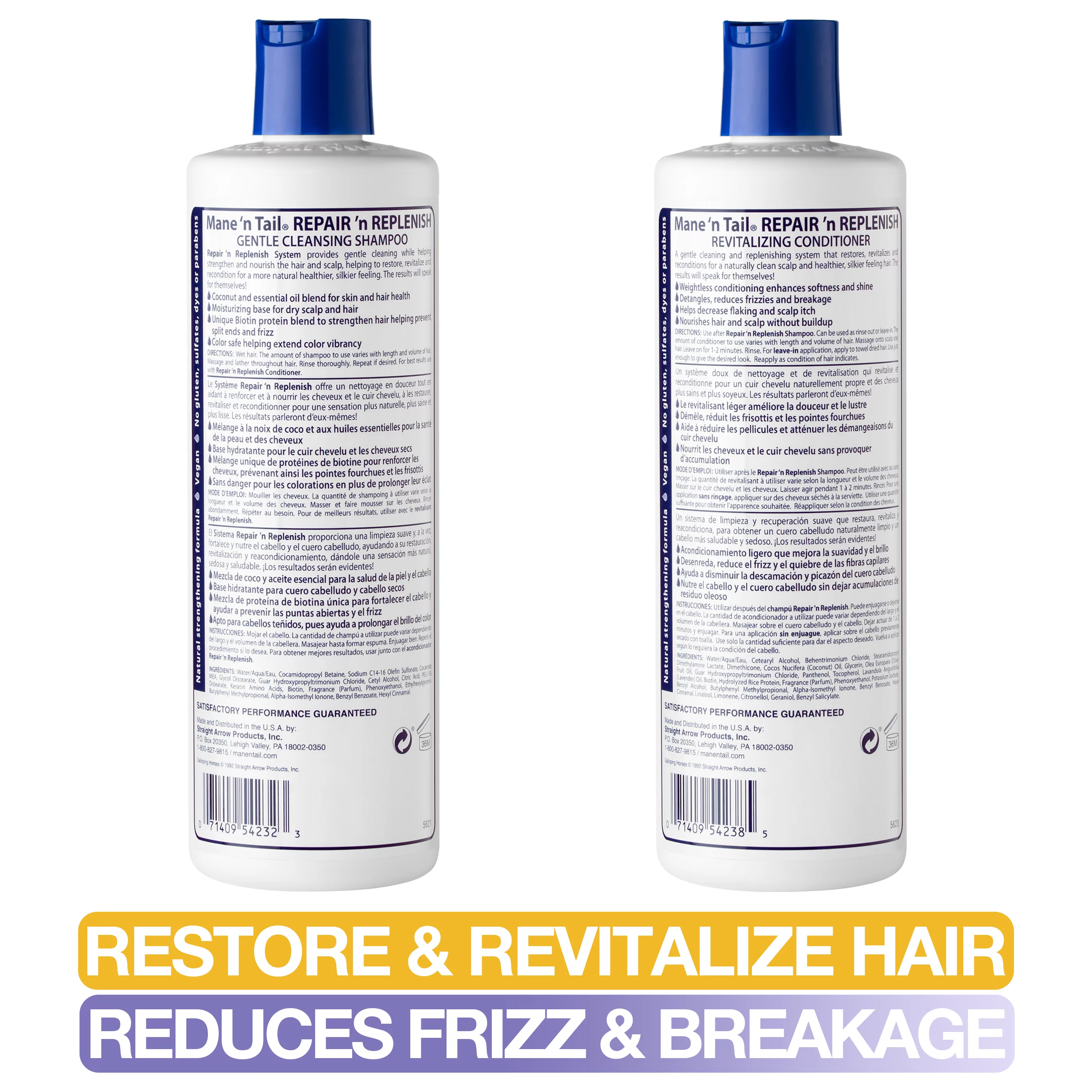 Mane ’n Tail: Repair ’n Replenish (Pack of 2), Sulfate Free Gentle Cleansing And Replenishing System (11.2 Oz Each)