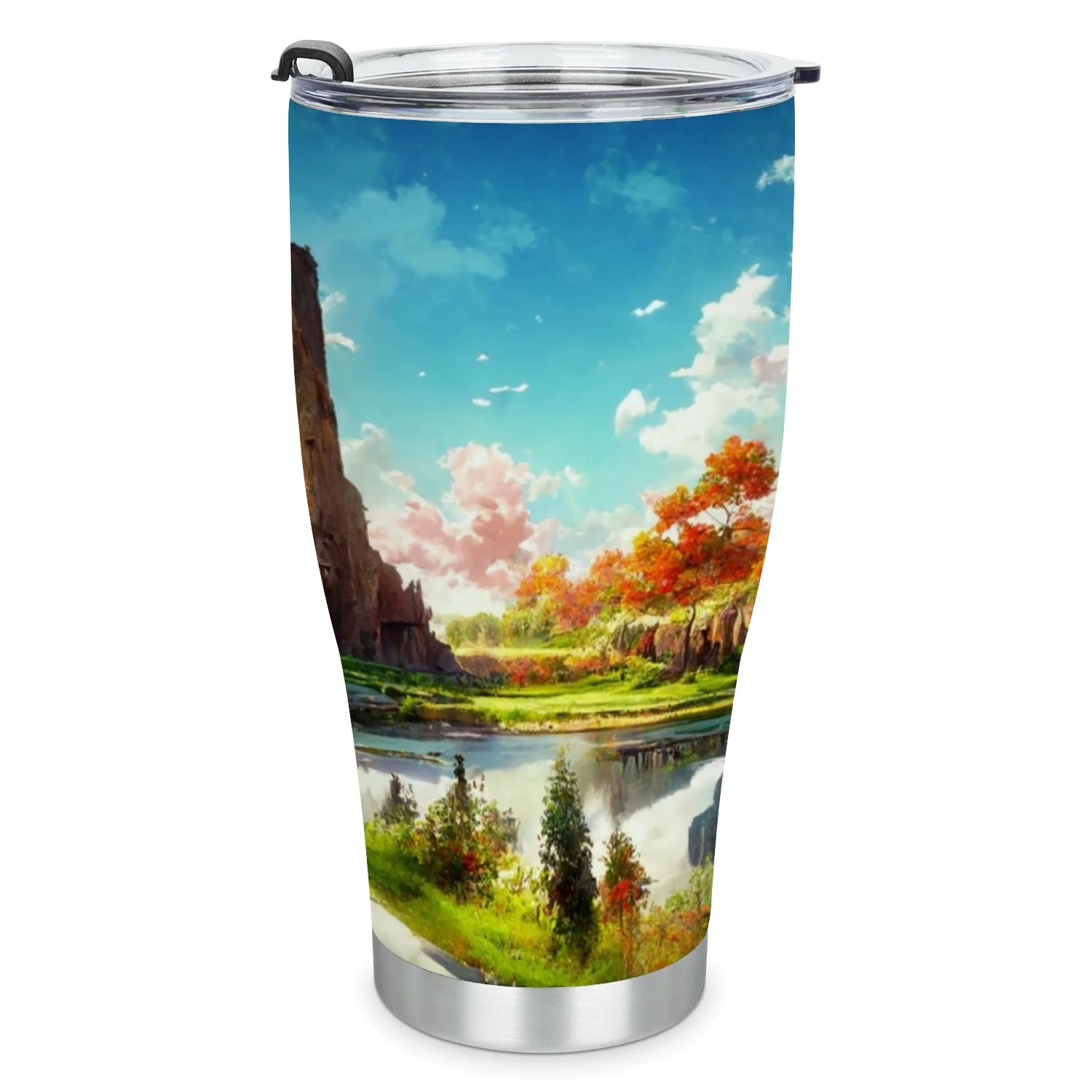 Hidove Stainless Steel Tumbler, Landscape Painting with Artistic Conception 30oz Leak Proof & Stainless Steel Bottle for Hot & Cold Drinks - Coffee Travel Mug, Water Metal Canteen, Thermal Cup
