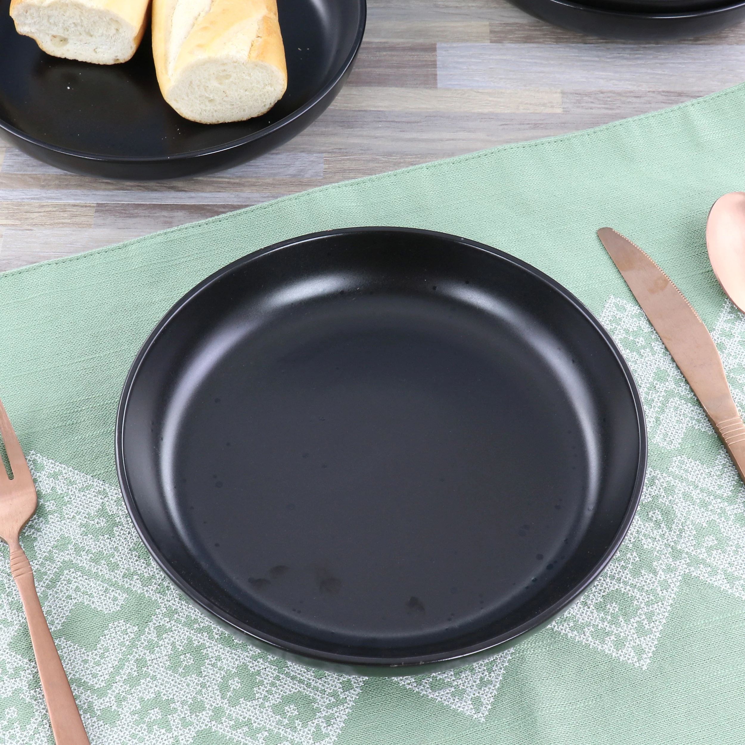 Studio 3B Mio 6 Piece 9.5 Inch Stoneware Round Dinner Bowl Set in Coal