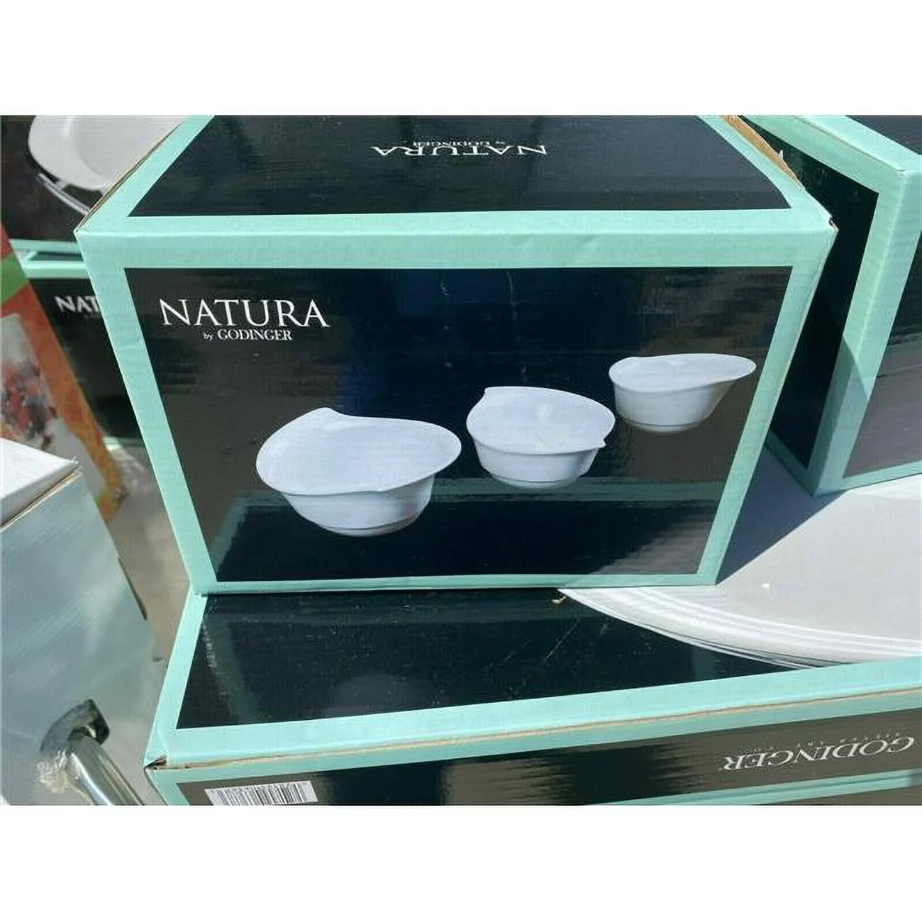 Godinger 63861 Natura Relish Dishes Serving Bowl, White - Set of 3