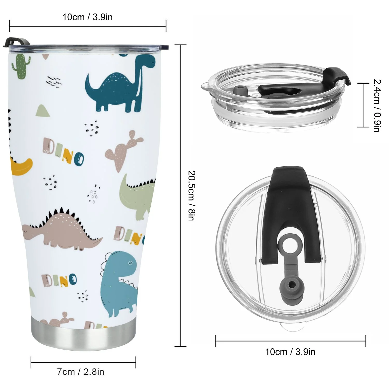 Hidove Stainless Steel Tumbler, 恐龙 30oz Leak Proof & Stainless Steel Bottle for Hot & Cold Drinks - Coffee Travel Mug, Water Metal Canteen, Thermal Cup