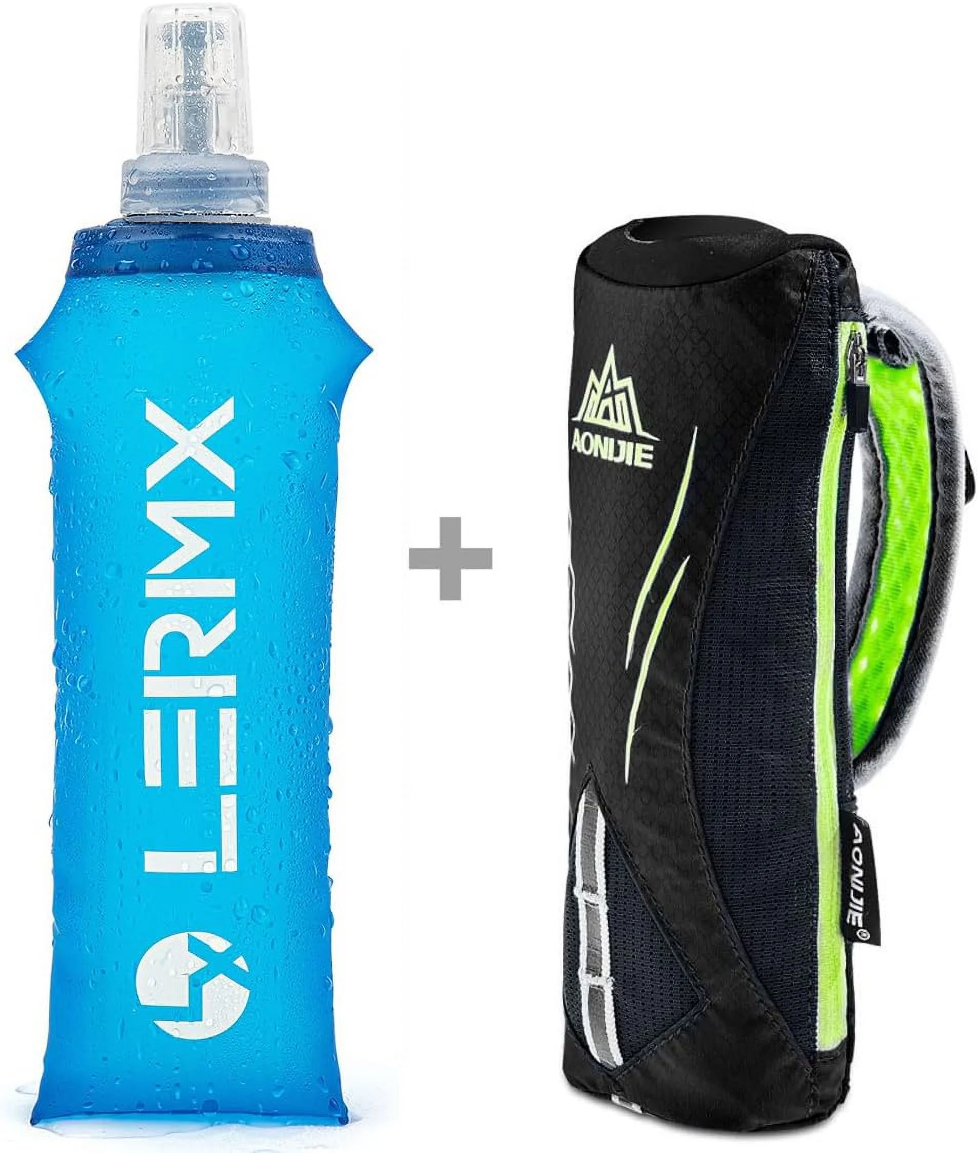 LERMX Quick Grip Chill 17 oz Handheld soft Flask Water Bottle Hydration Pack (17 oz Black)