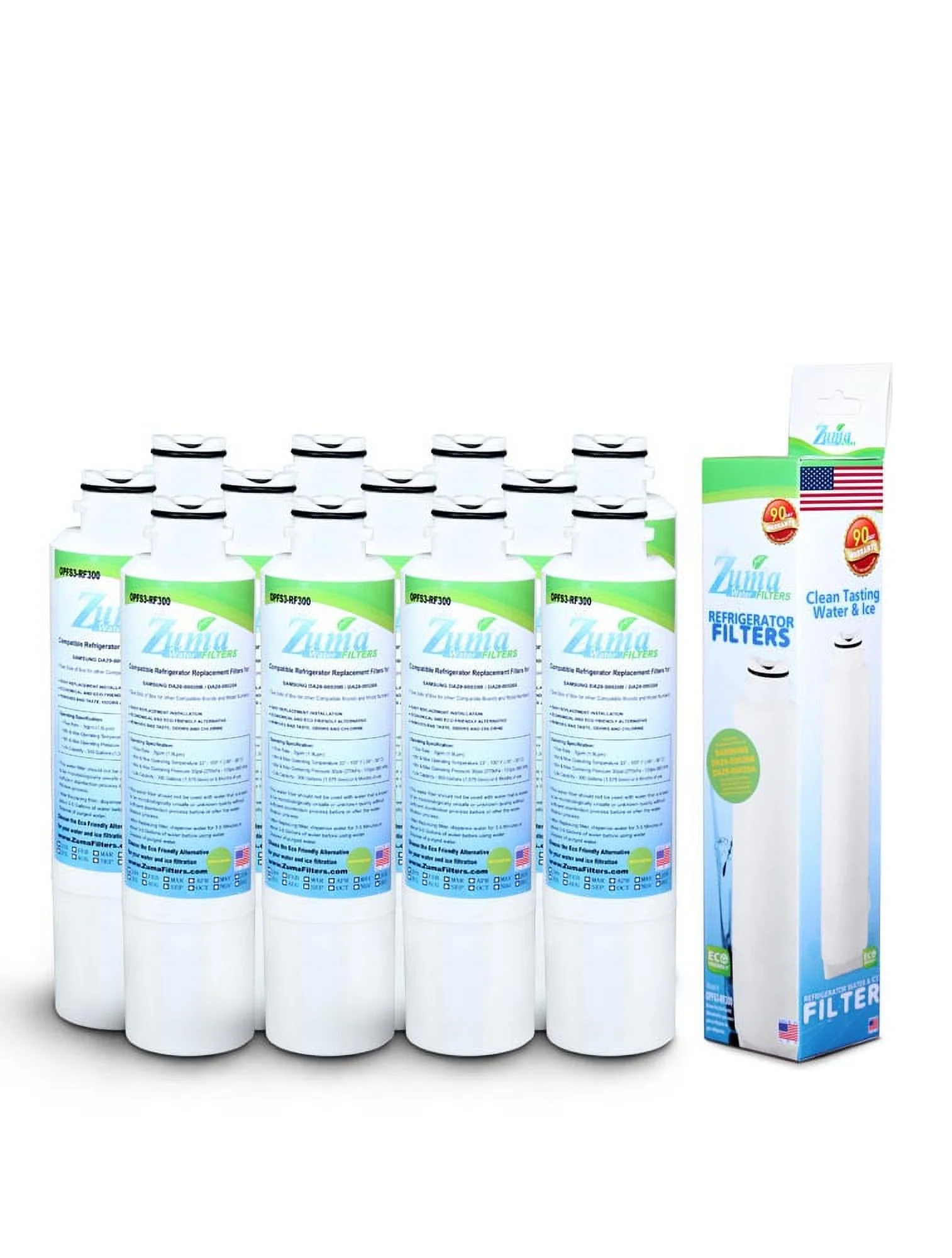 ZUMA Brand , Water and Ice Filter , Model # OPFS3-RF300 , Compatible with Samsung® 9101 - 12 Pack - Made in U.S.A.