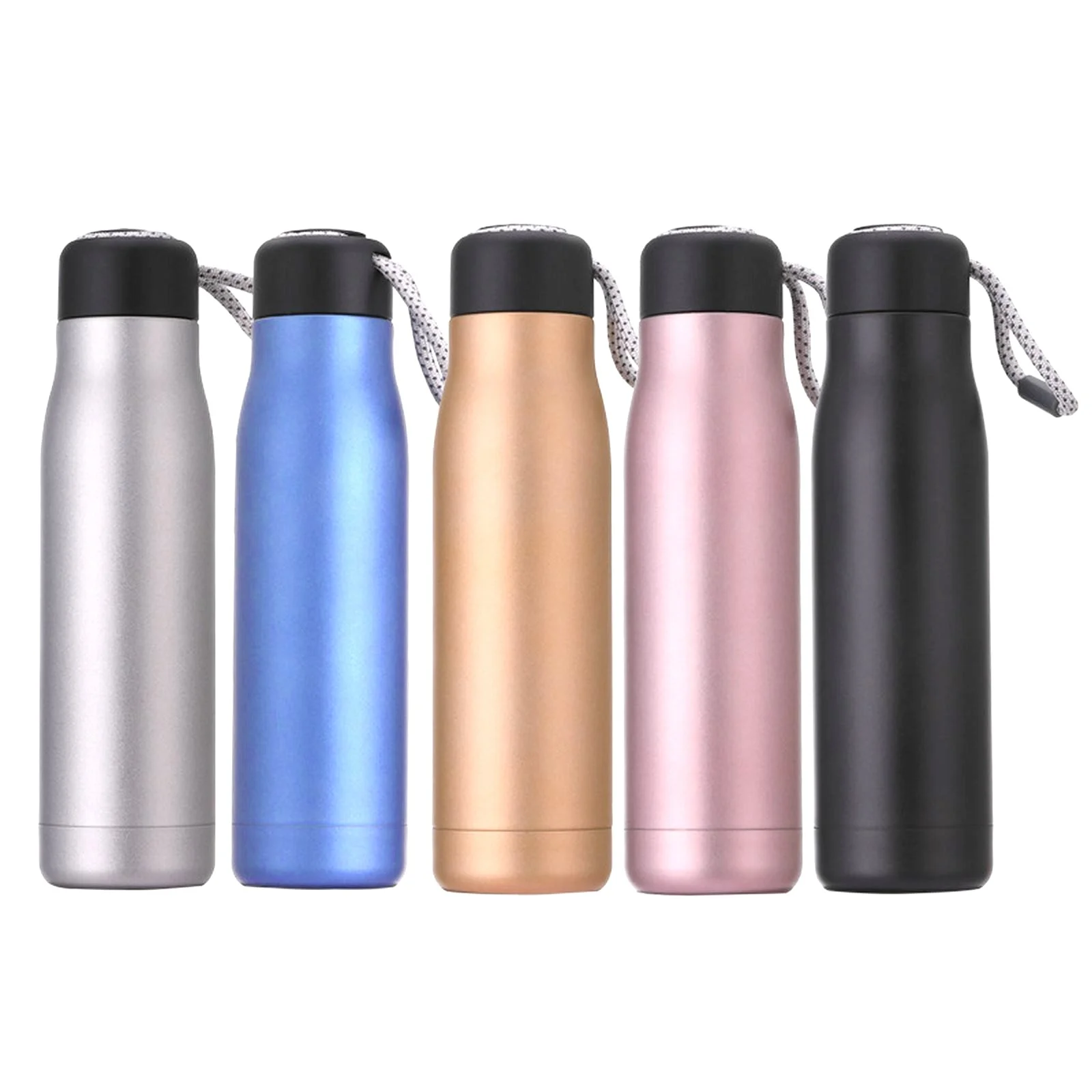 VBARHMQRT 5 Pack 18.5 Oz Insulated Water Bottle Double Walled Vacuum Stainless Steel Water Bottle Leak Proof