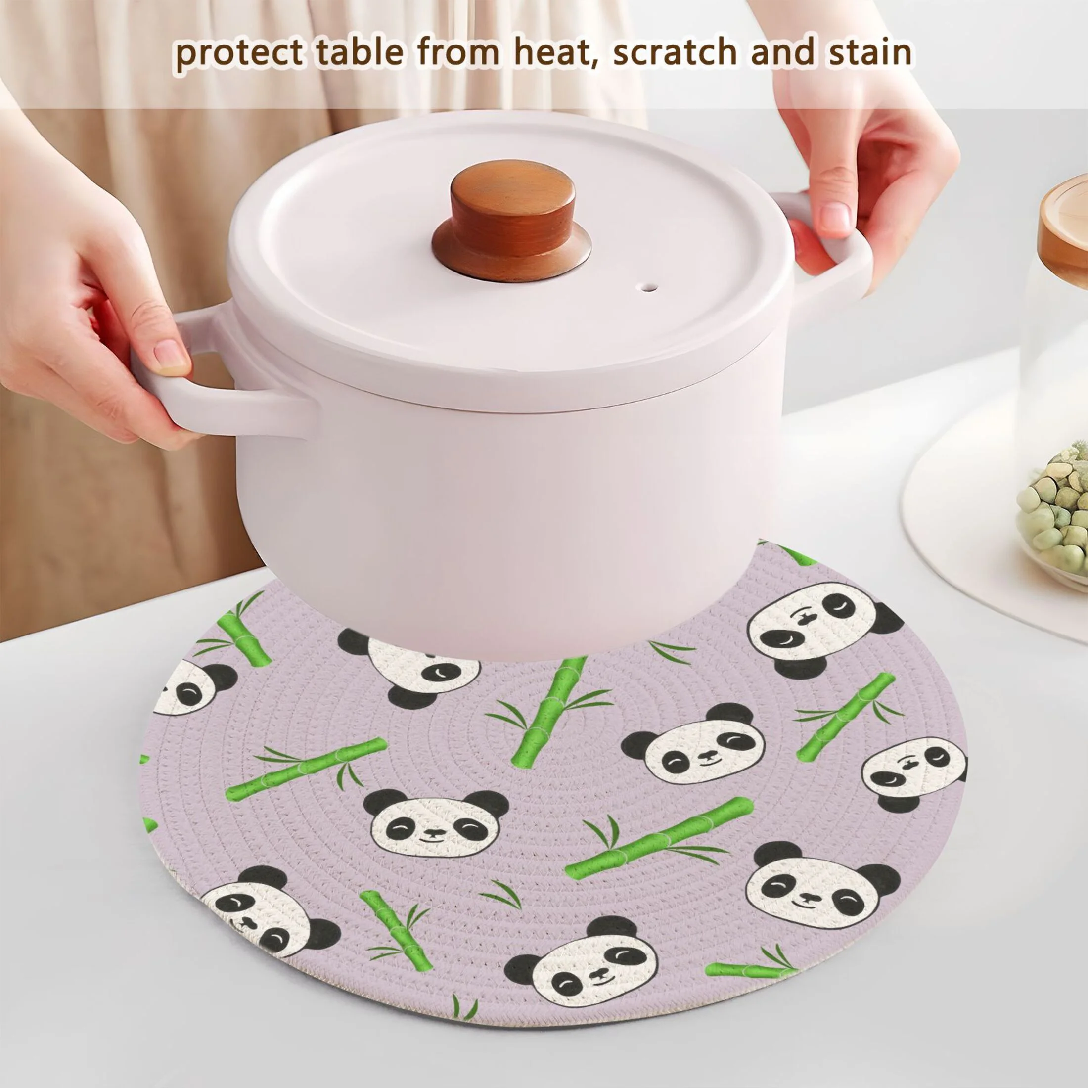Panda and Bamboos 3 PCs Pot Holders Trivets Kitchen 15