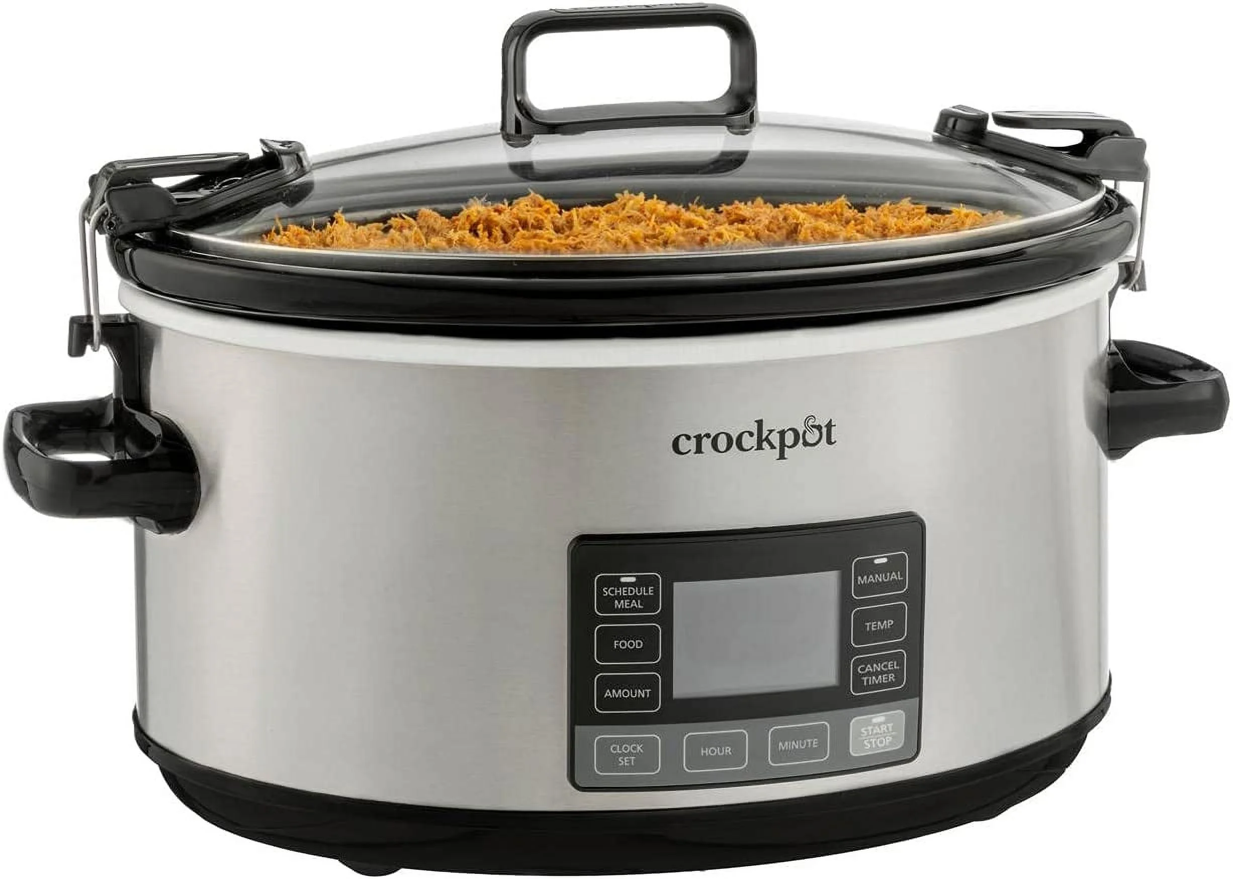 YONG 7 Quart Portable Programmable Slow Cooker with Timer and Locking Lid, Stainless Steel
