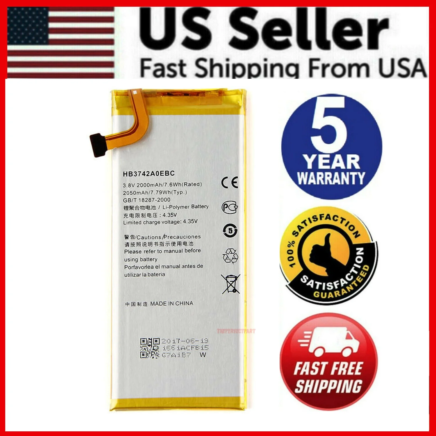 Huawei Ascend P6 G620-A2 Pronto H891L Replacement Battery HB3742A0EBC Tools P 6