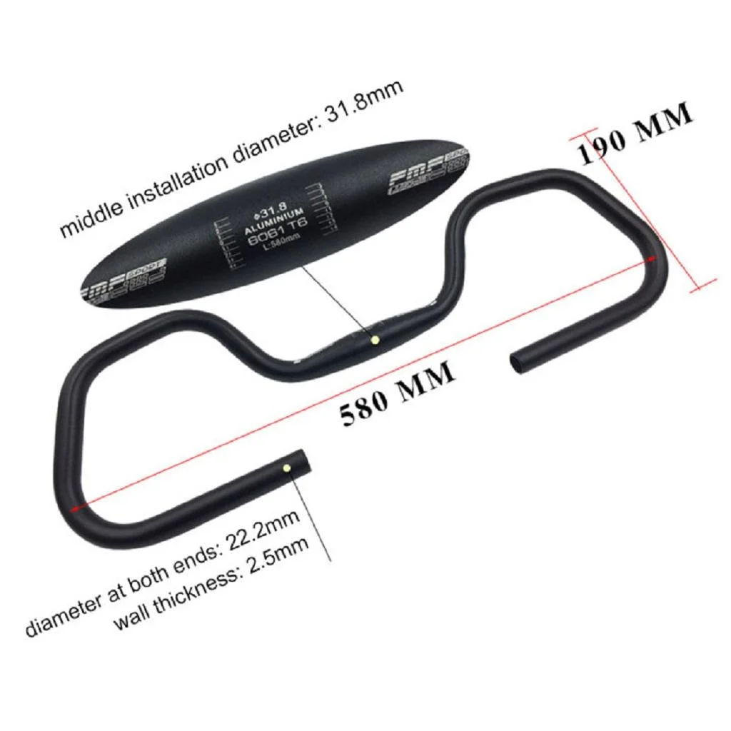 Bike Handlebar / 31.8x580mm Butterfly Handlebar Riser Bent Bar - Black, 31.8mm