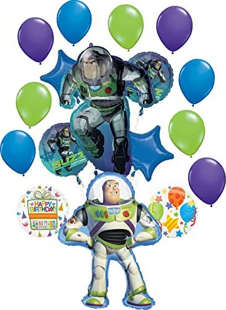 Buzz Lightyear Party Supplies Birthday Theme 17 pc Balloon Bouquet Decorations