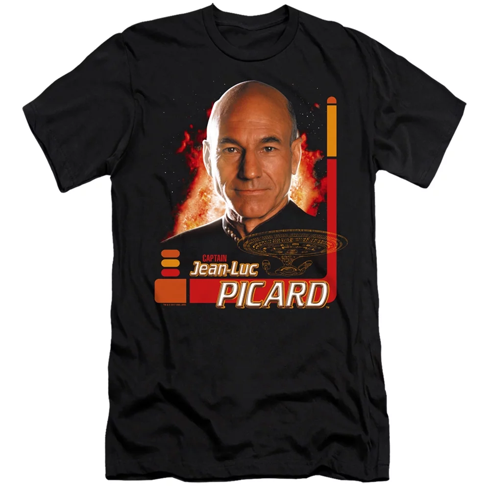 Star Trek Captain Picard Adult 30/1 T-Shirt Black