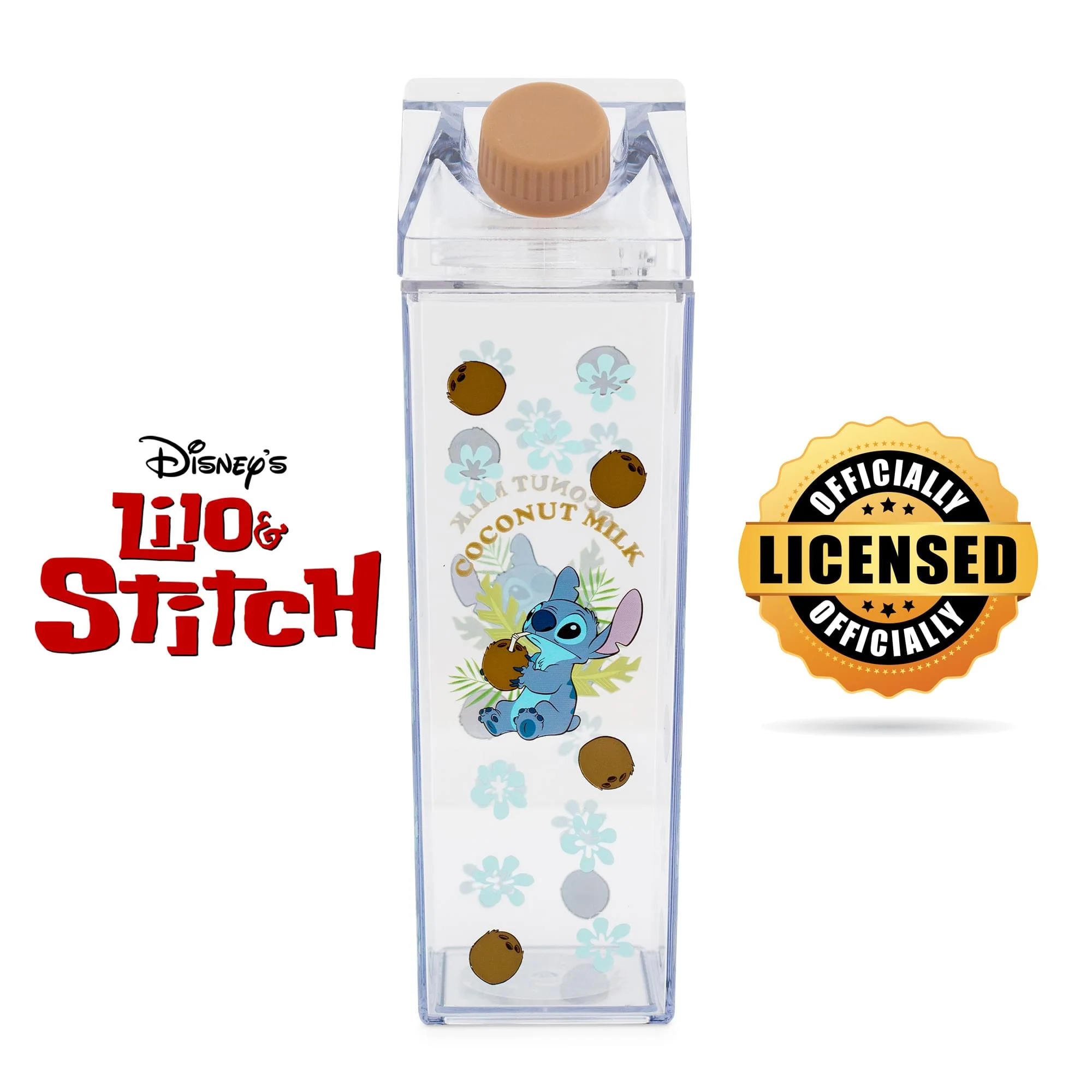Disney Lilo & Stitch Coconuts Plastic Milk Carton Bottle | Holds 16 Ounces