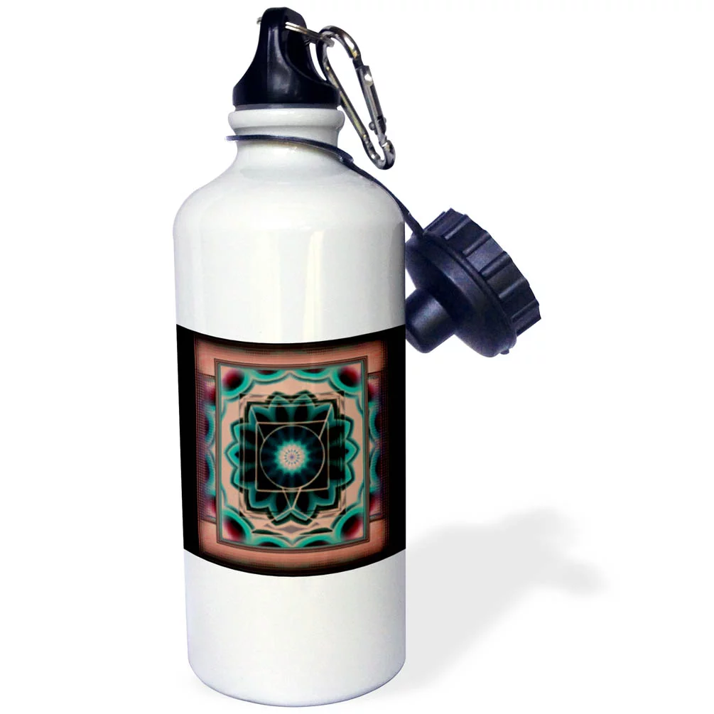 MANDALA 9 chakra meditation spirituality NewAge pastel power energy balance peace green pink 21 oz Sports Water Bottle wb-24838-1
