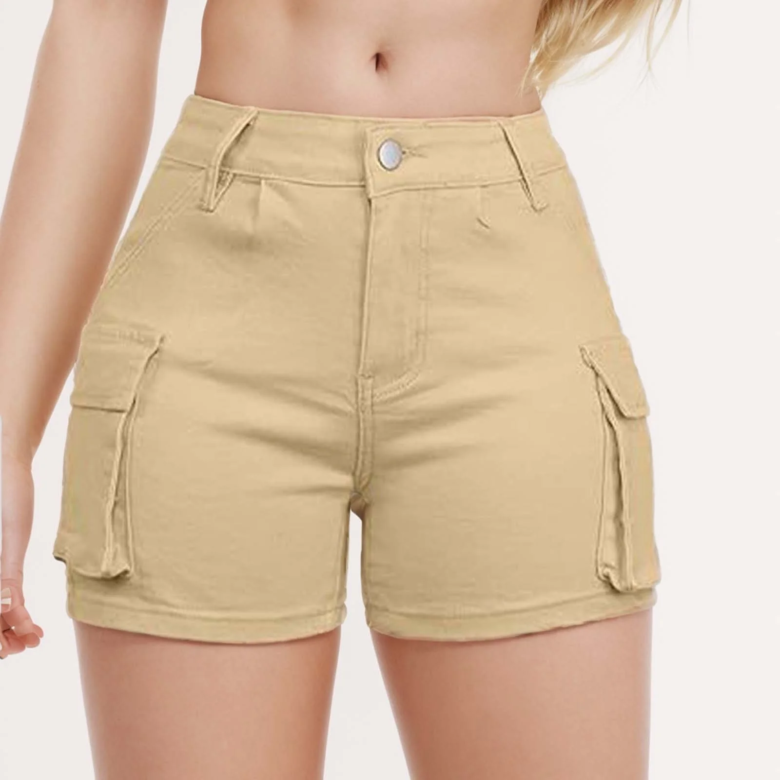 EHQJNJ Female Black Shorts Women Jean Women's High Waist Slim Fit Pocketed Cargo Shorts for Summer Casual Comfort Overall Shorts for Women Women Shorts