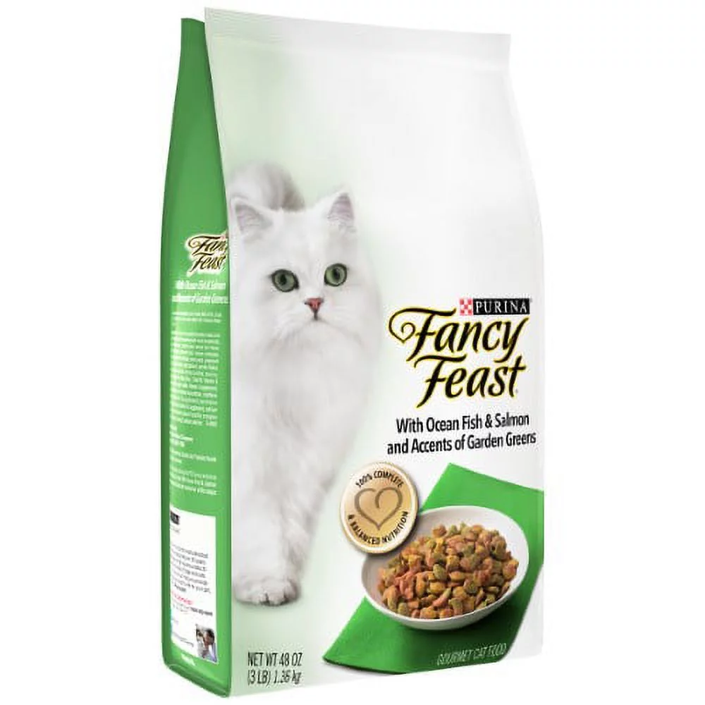 Purina Fancy Feast with Ocean Fish & Salmon Dry Cat Food (Pack of 8)