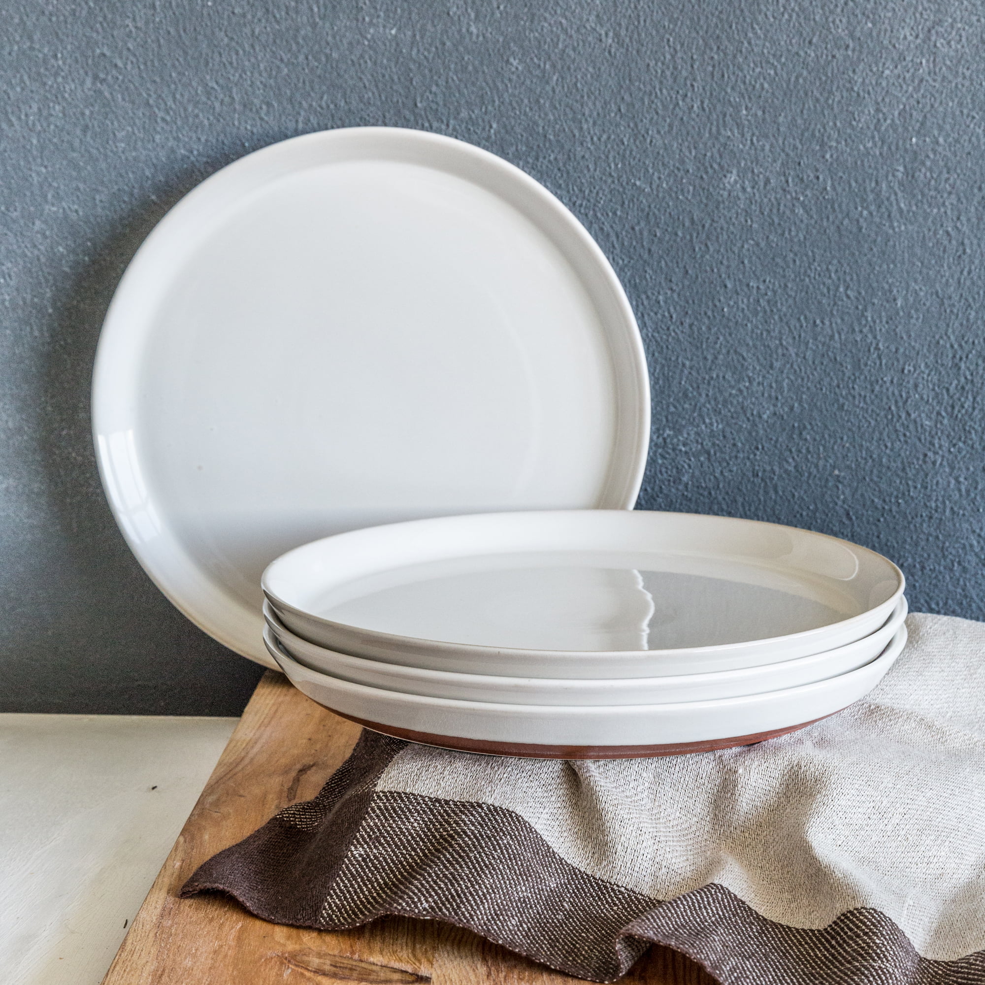 Better Homes & Gardens Claybrooke Stoneware Cream Dinner Plates, Set of 4