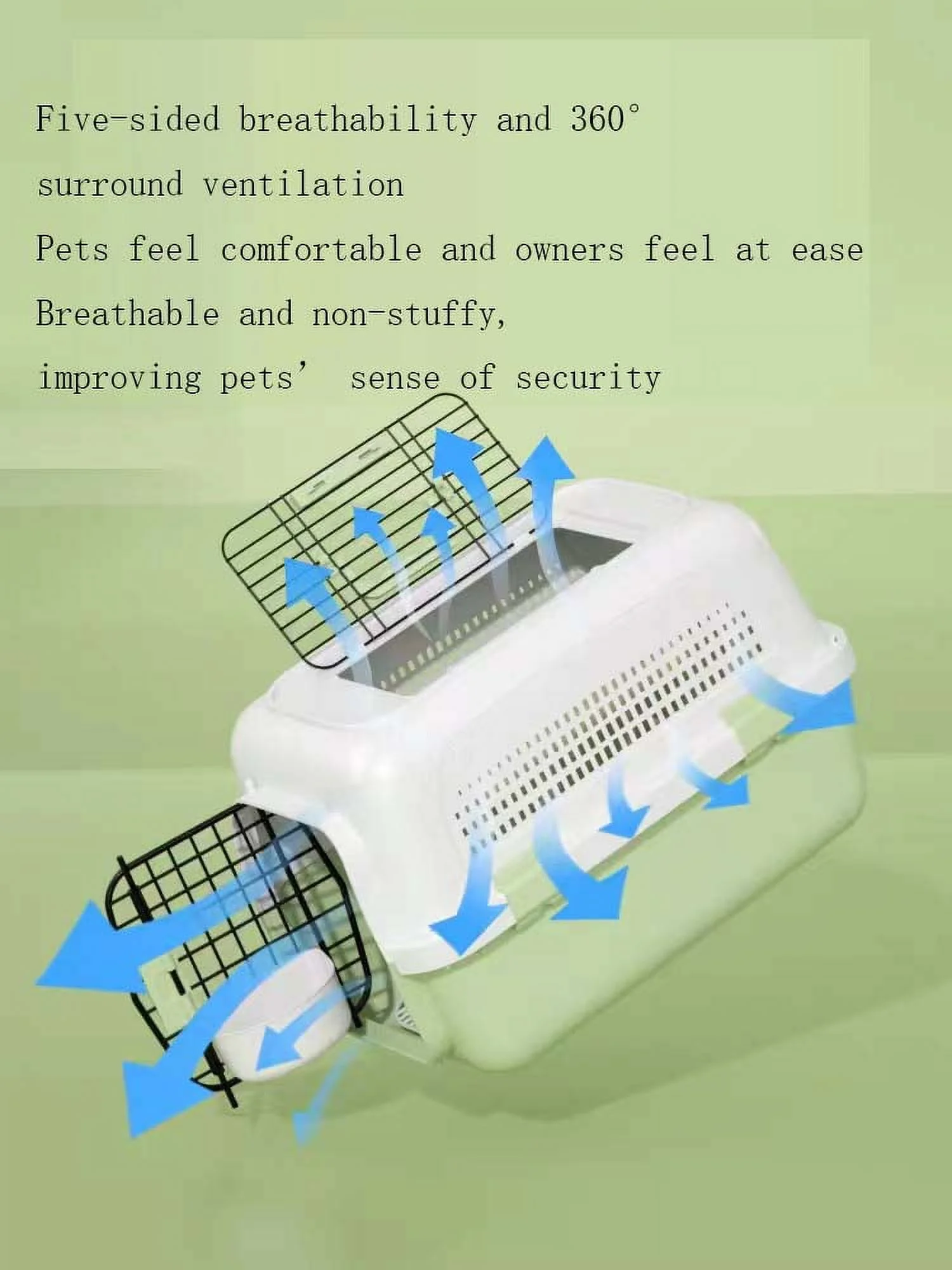 Plastic Kennel Rolling Plastic Airline Approved Wire Door Travel Dog Cage, Small, Green，L22.04IN*W13IN*H14.56IN