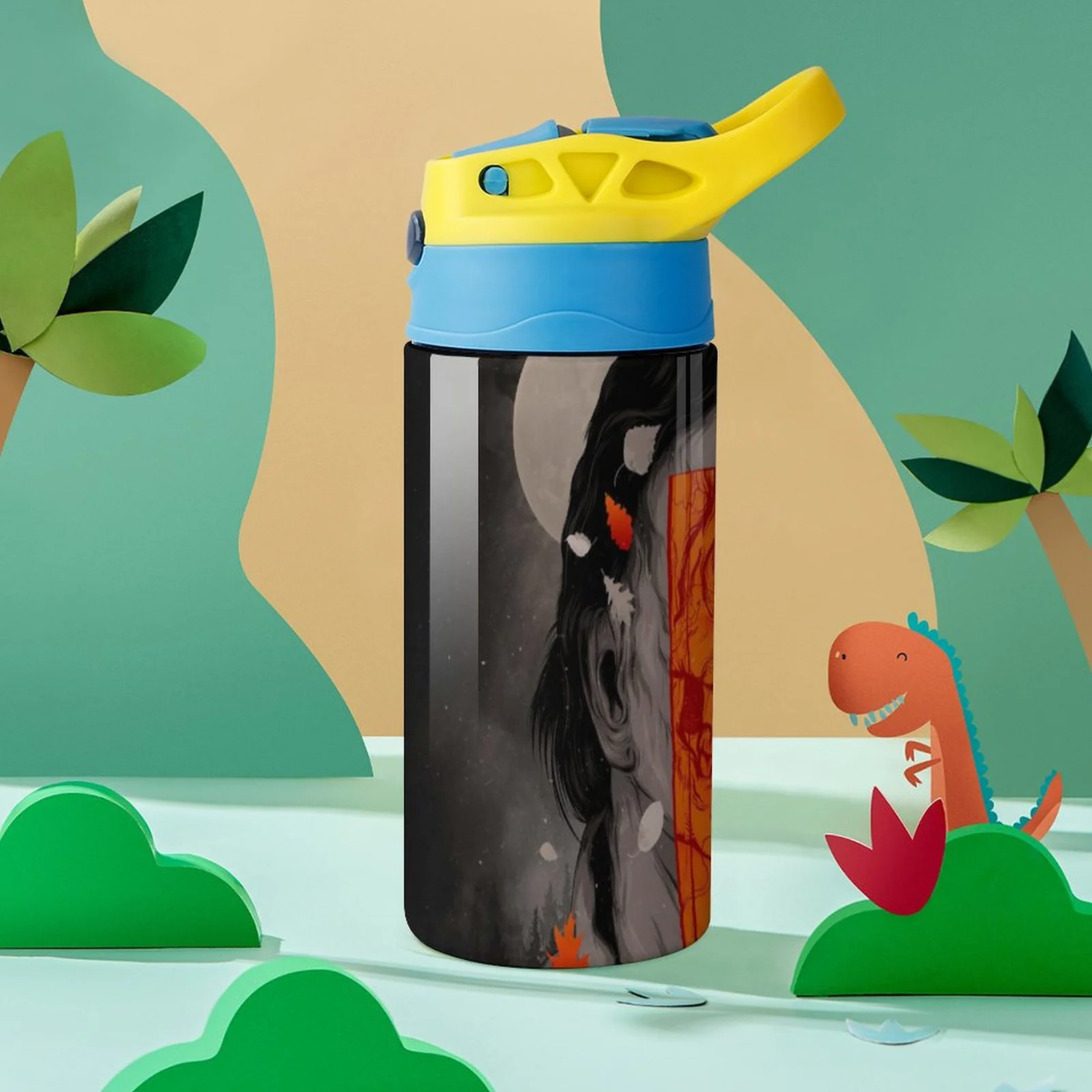 Halloween Michael Myers Kid's Insulated Water Bottle With Straw Vacuum Stainless Steel Cup Leak-Proof Children Toddler Thermoses