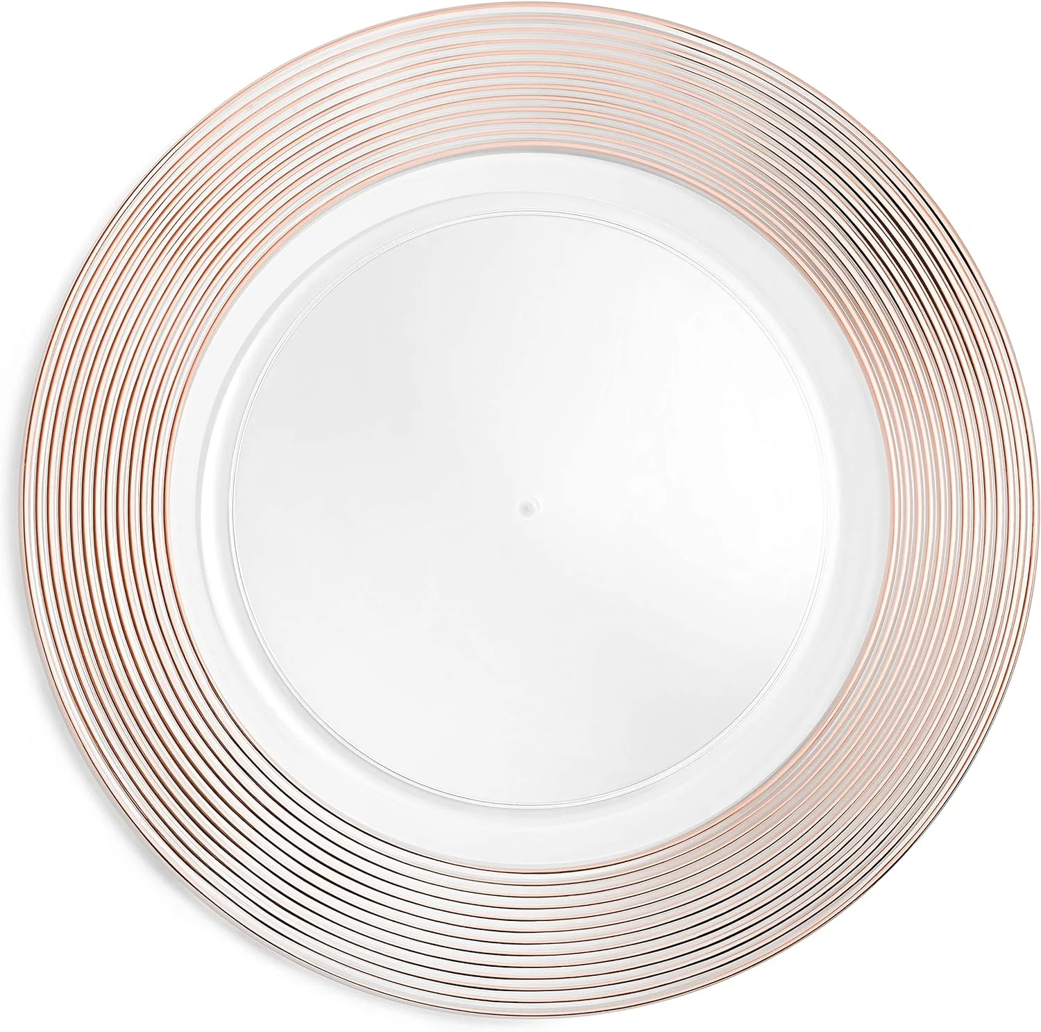 Clear Plate Chargers Rose Gold rimmed 13