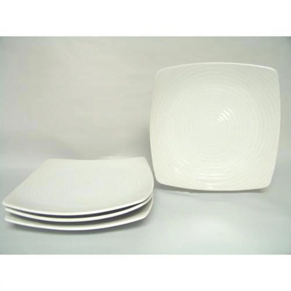 Red Vanilla White Rice Square Dinner Plate 10