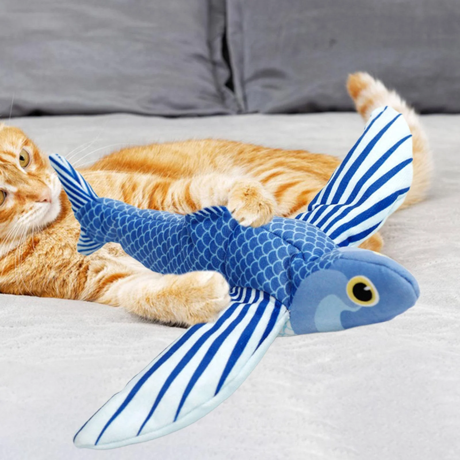 Gazechimp Interactive Cat Toy Pet Training Durable Touch Activated Kitten Toy Exercise Blue Fishes