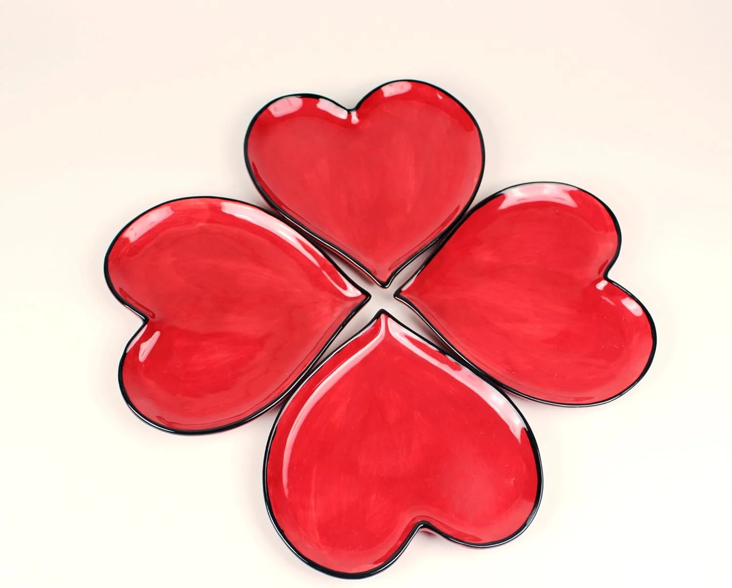 Fine Ceramic Valentine Anniversary Happy Shape Dessert Plates (Set Of 4), 5-1/4