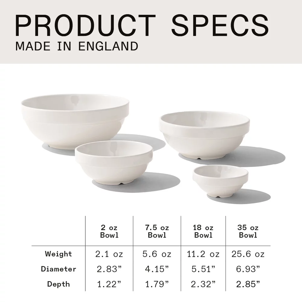 Made In Cookware - Mise en Place Bowls - 4 Sizes - Set of 4 (White)
